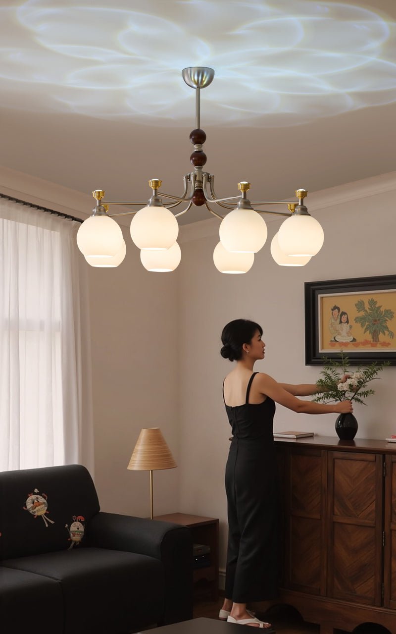 Eursoria Traditional Art Orb Wood Glass Chandelier - Letslighting