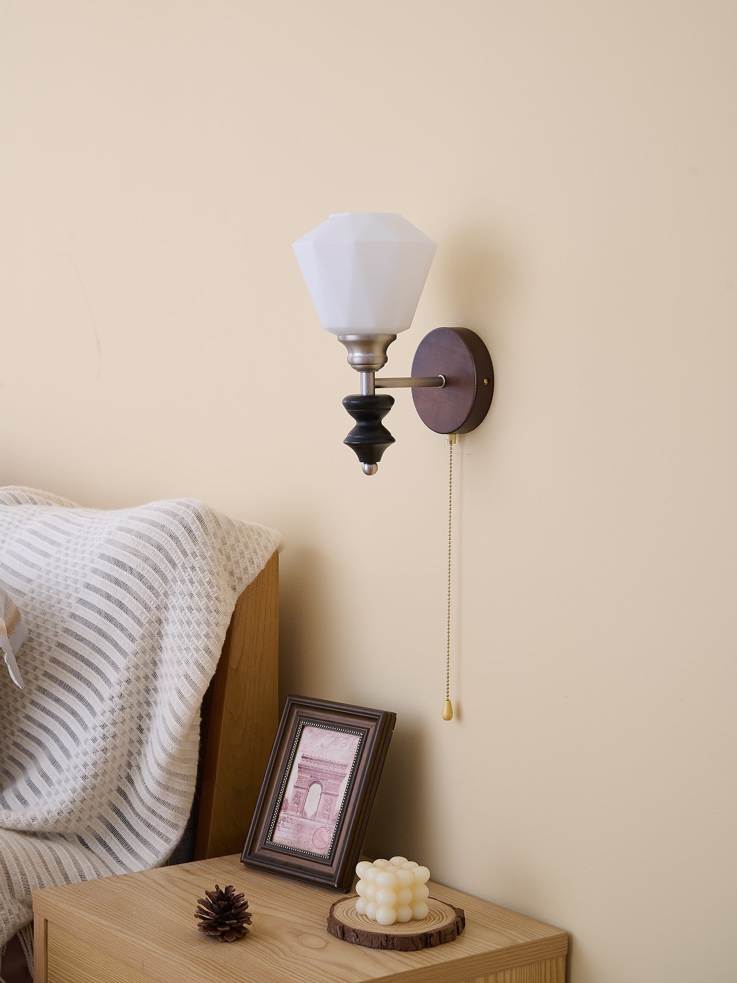 Lucille Elegance Classic Art Glass Wood Wall Lamp - Letslighting