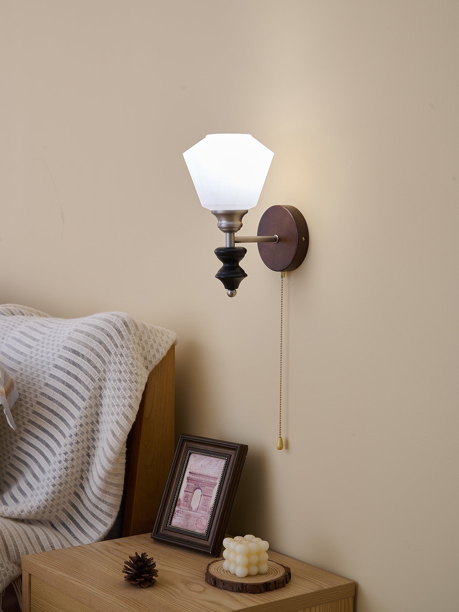 Lucille Elegance Classic Art Glass Wood Wall Lamp - Letslighting