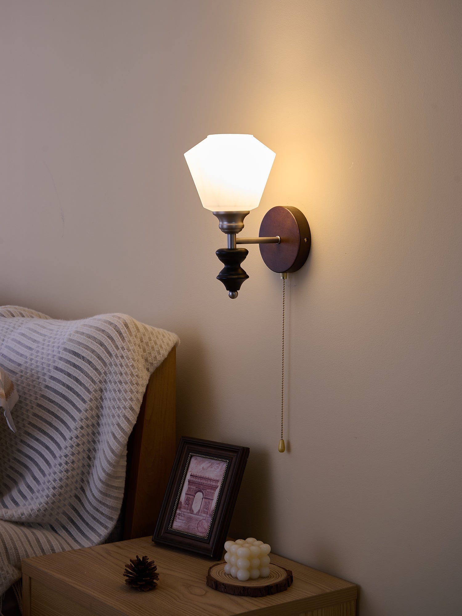 Lucille Elegance Classic Art Glass Wood Wall Lamp - Letslighting