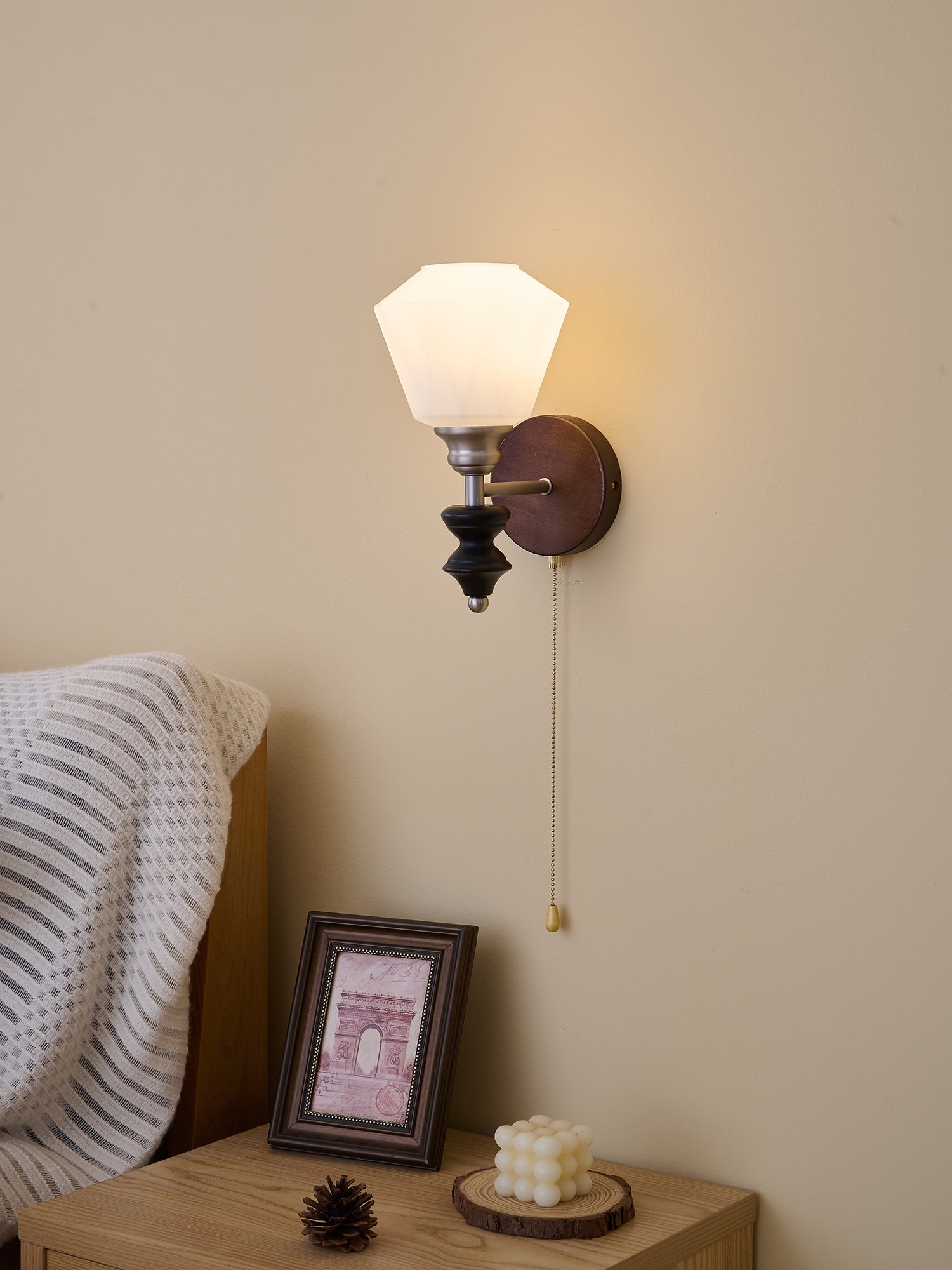 Lucille Elegance Classic Art Glass Wood Wall Lamp - Letslighting