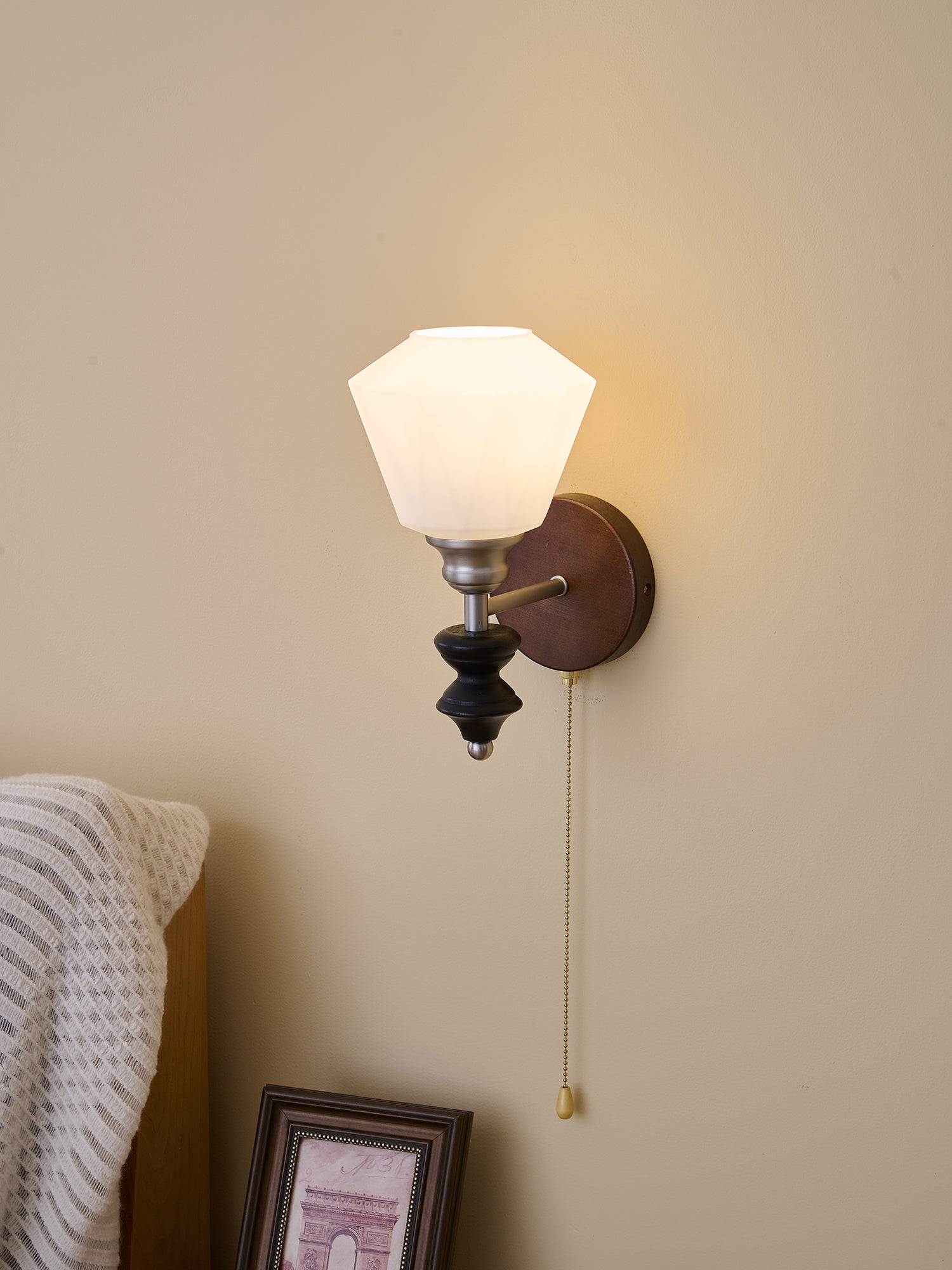 Lucille Elegance Classic Art Glass Wood Wall Lamp - Letslighting