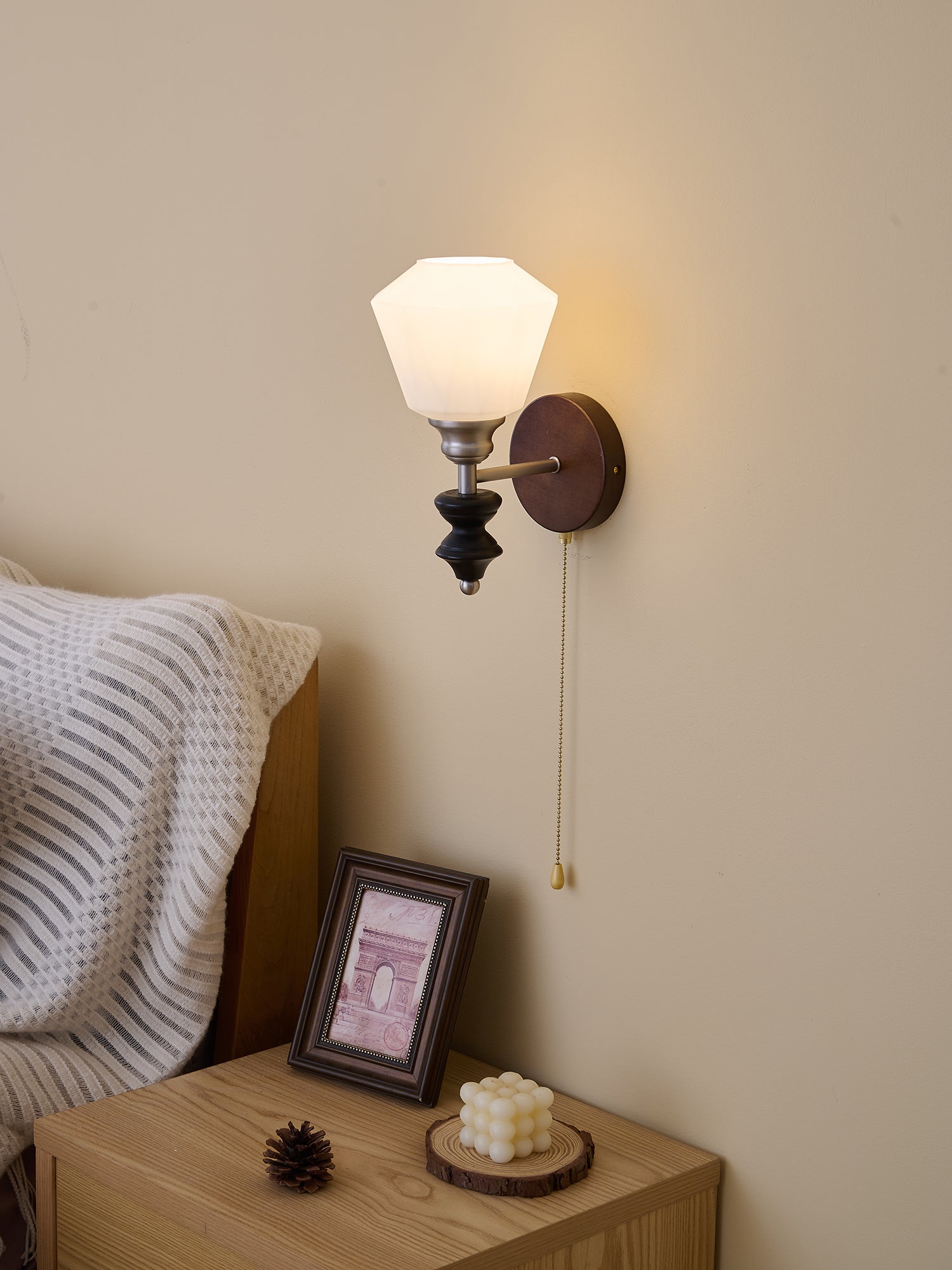 Lucille Elegance Classic Art Glass Wood Wall Lamp - Letslighting