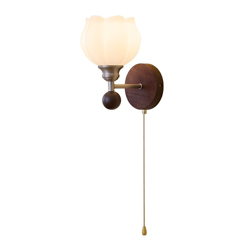 Lucille Elegance Classic Art Glass Wood Wall Lamp - Letslighting