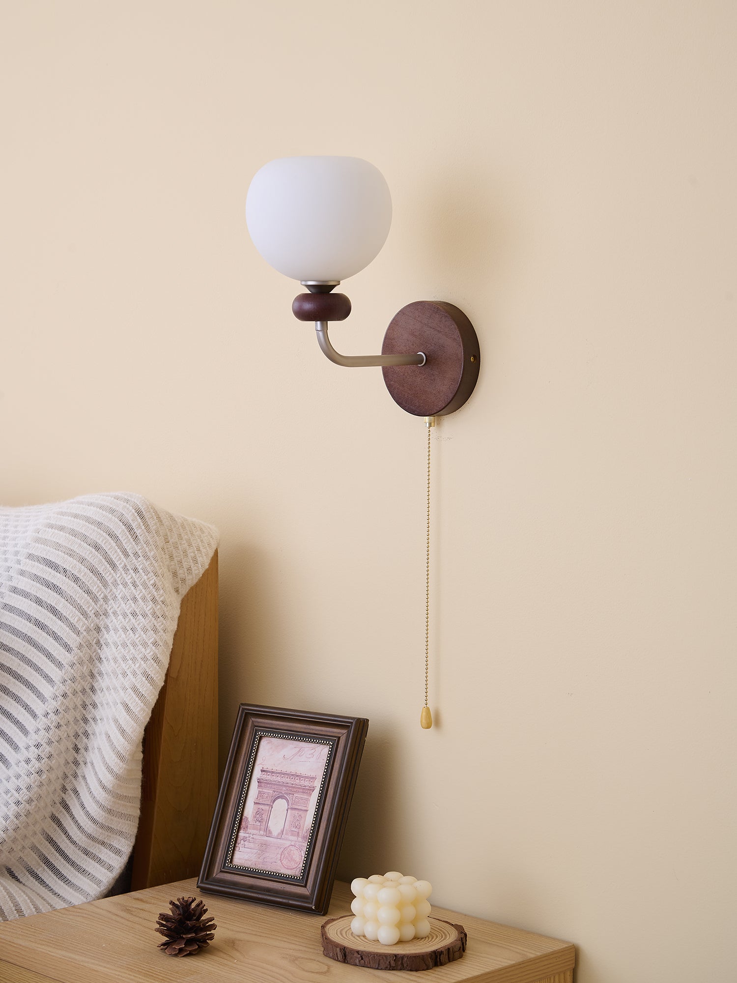 Lucille Elegance Classic Art Glass Wood Wall Lamp - Letslighting