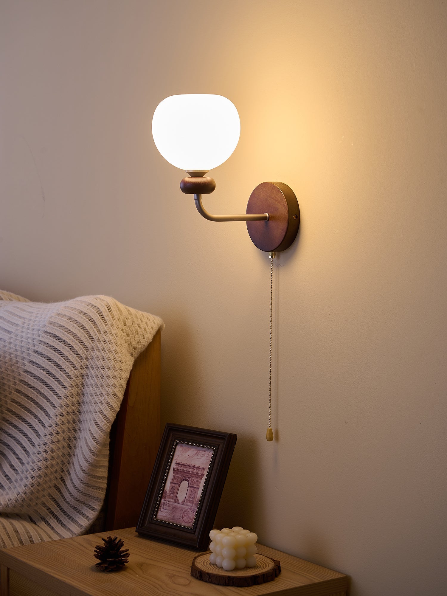Lucille Elegance Classic Art Glass Wood Wall Lamp - Letslighting