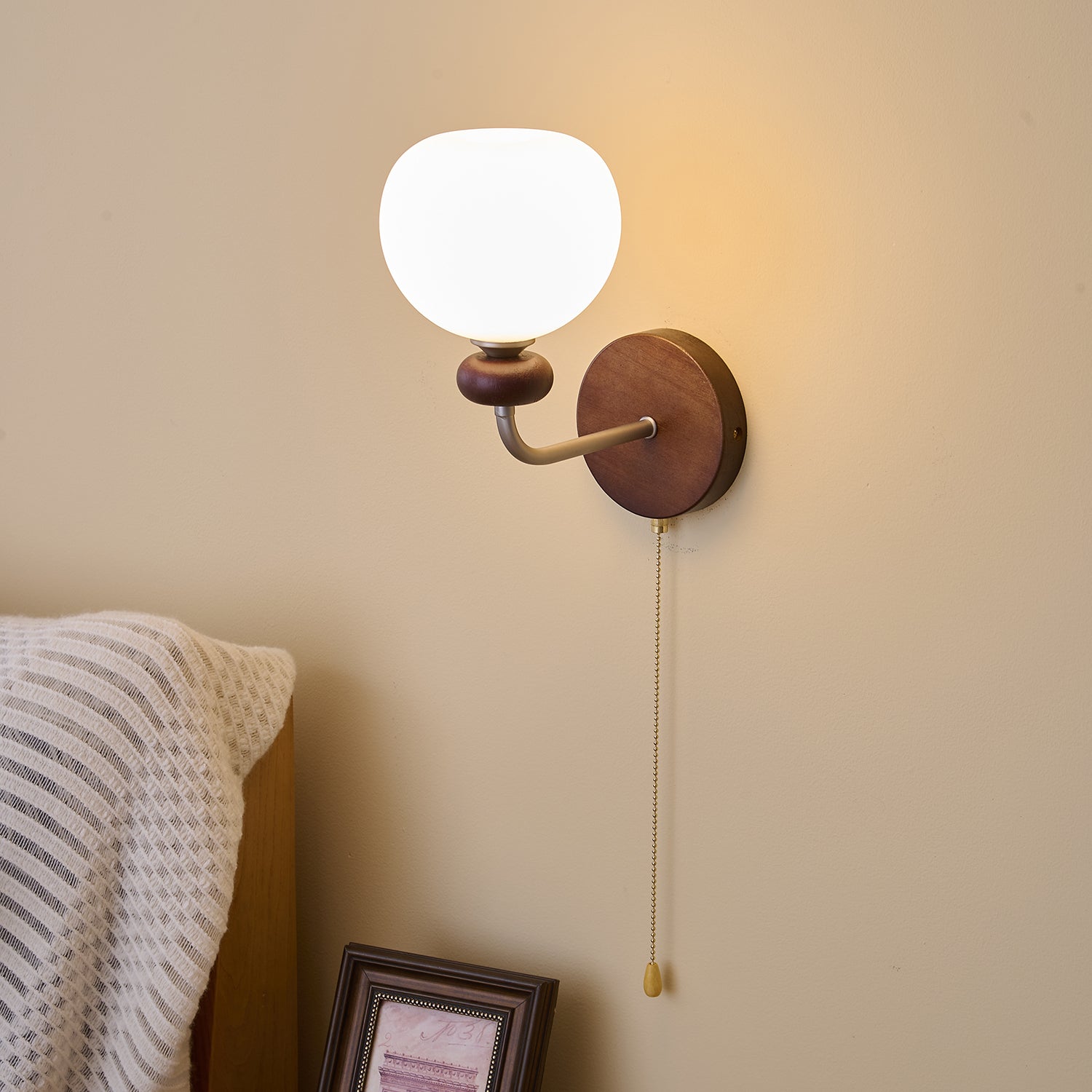 Lucille Elegance Classic Art Glass Wood Wall Lamp - Letslighting
