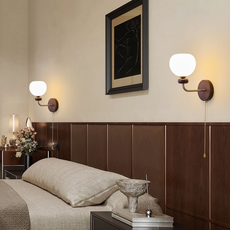 Lucille Elegance Classic Art Glass Wood Wall Lamp - Letslighting