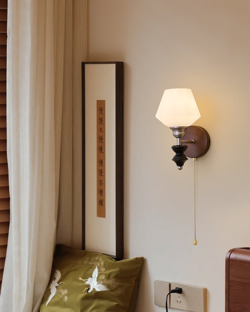 Lucille Elegance Classic Art Glass Wood Wall Lamp - Letslighting