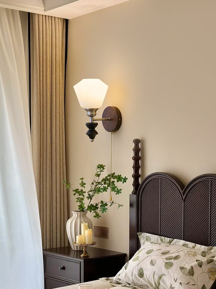Lucille Elegance Classic Art Glass Wood Wall Lamp - Letslighting