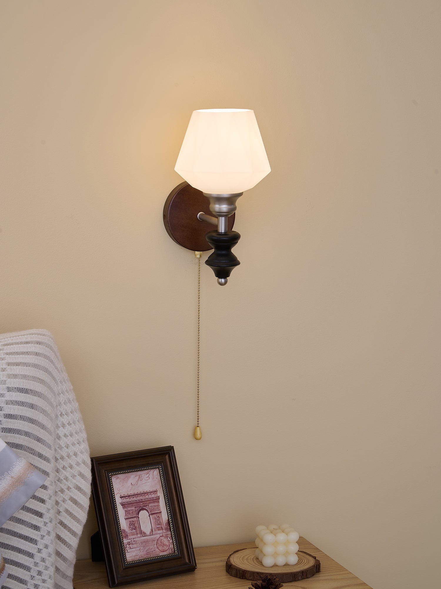 Lucille Elegance Classic Art Glass Wood Wall Lamp - Letslighting