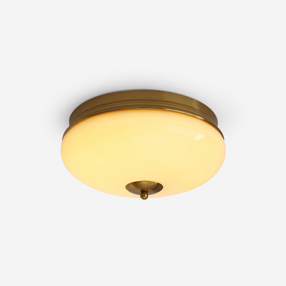 Ludo Ceiling Light Black Gold Milky Shade Round - Letslighting