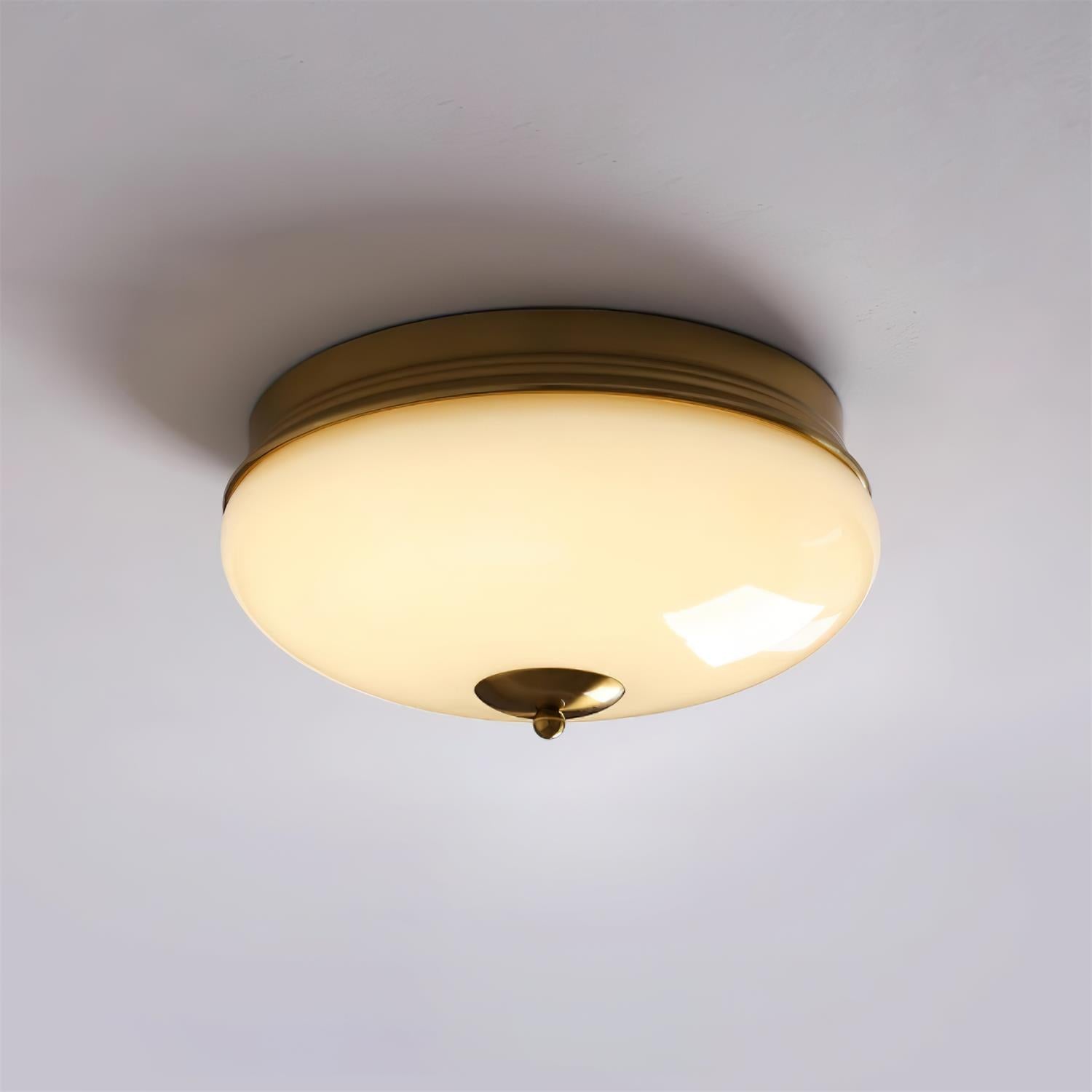Ludo Ceiling Light Black Gold Milky Shade Round - Letslighting