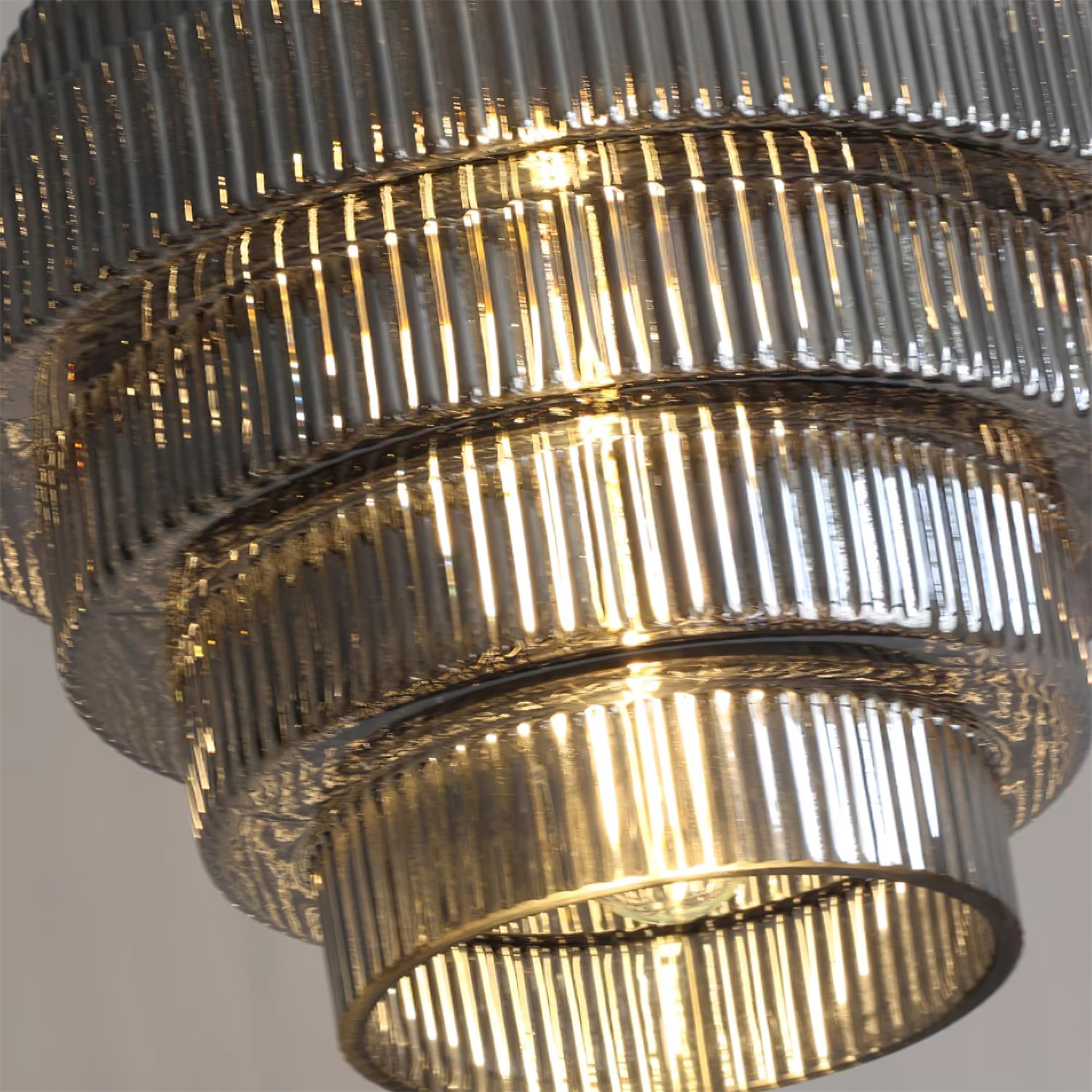 Brivelle Plug-In Ribbed Glass Pendant Light with Brass Accent - Letslighting
