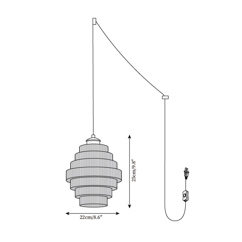 Brivelle Plug-In Ribbed Glass Pendant Light with Brass Accent - Letslighting
