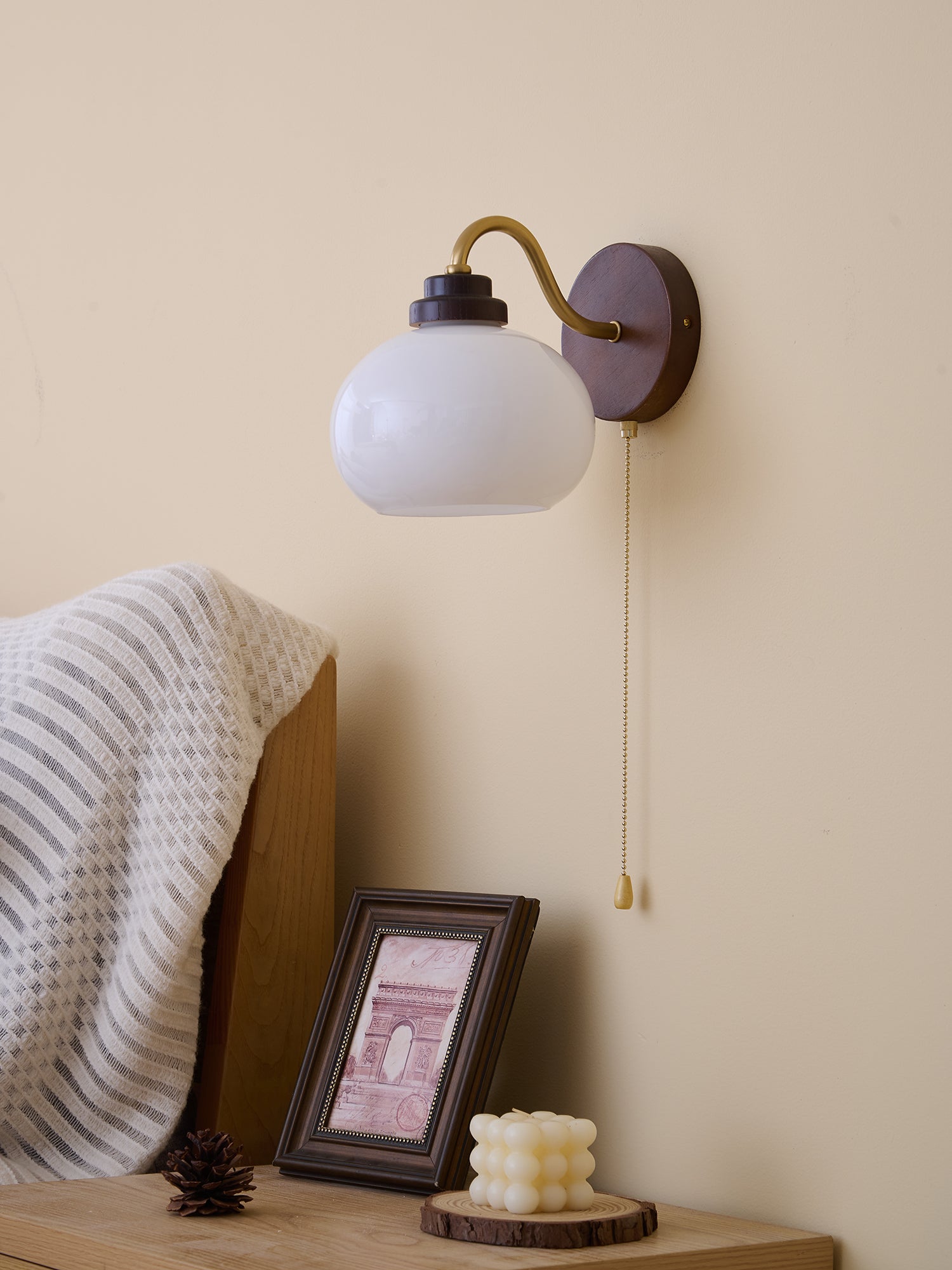 Bobble Premium Nordic Art Crest Glass Wood Wall Lamp - Letslighting