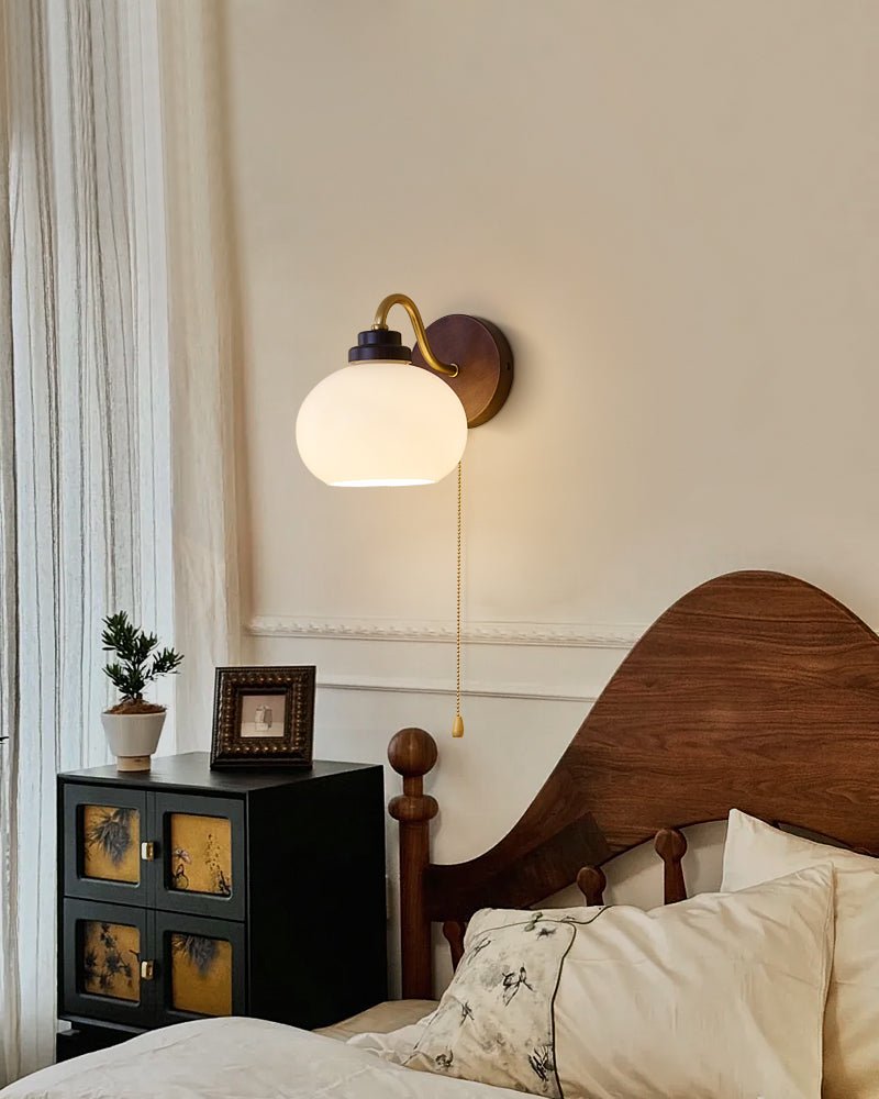Bobble Premium Nordic Art Crest Glass Wood Wall Lamp - Letslighting