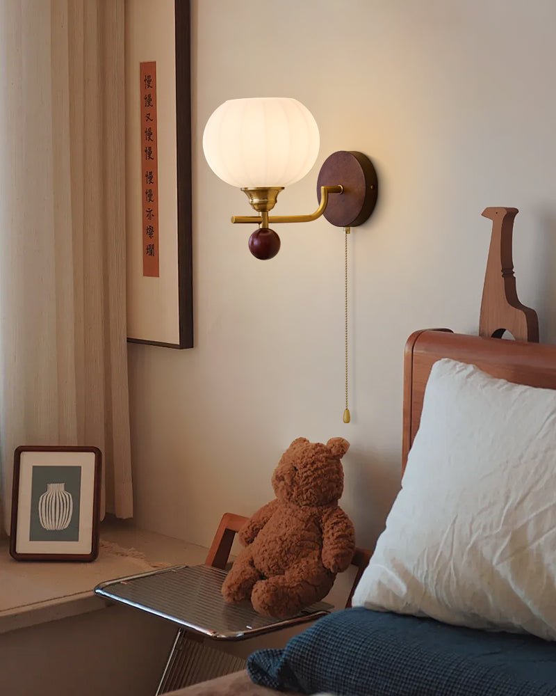 Bobble Premium Nordic Art Crest Glass Wood Wall Lamp - Letslighting