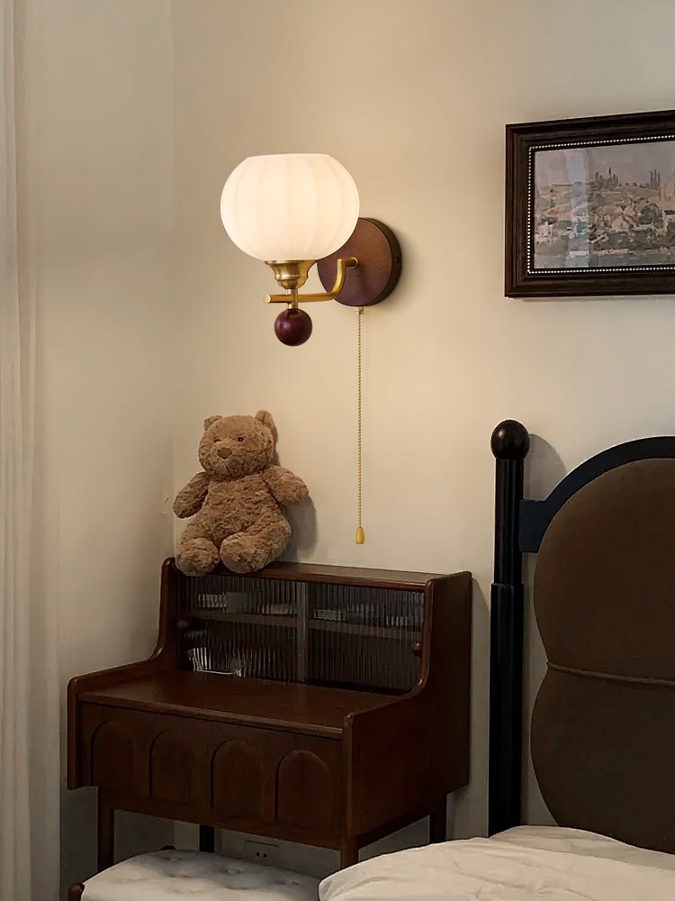 Bobble Premium Nordic Art Crest Glass Wood Wall Lamp - Letslighting