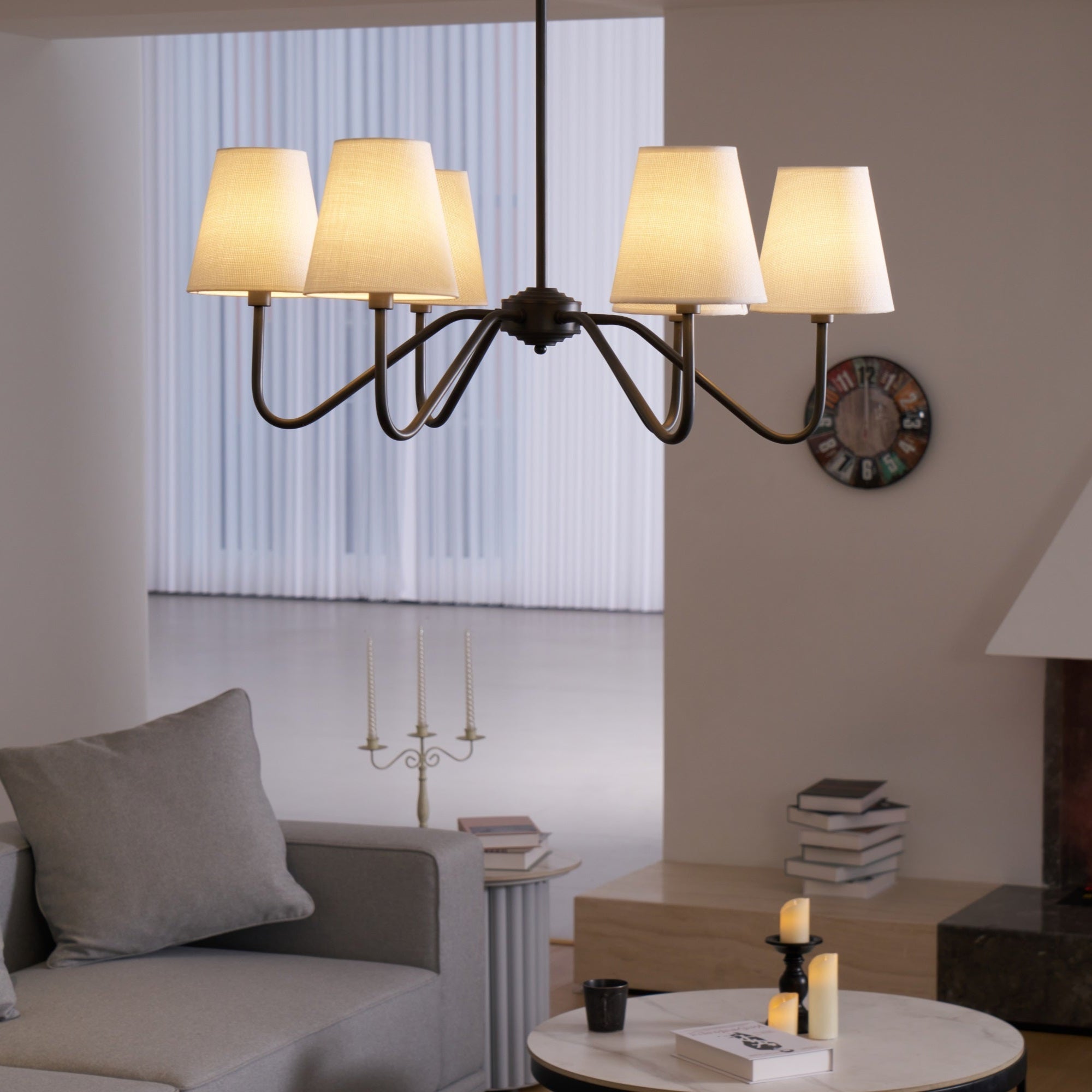Aurvarira Lumos Classic Black Fabric Chandelier - Letslighting