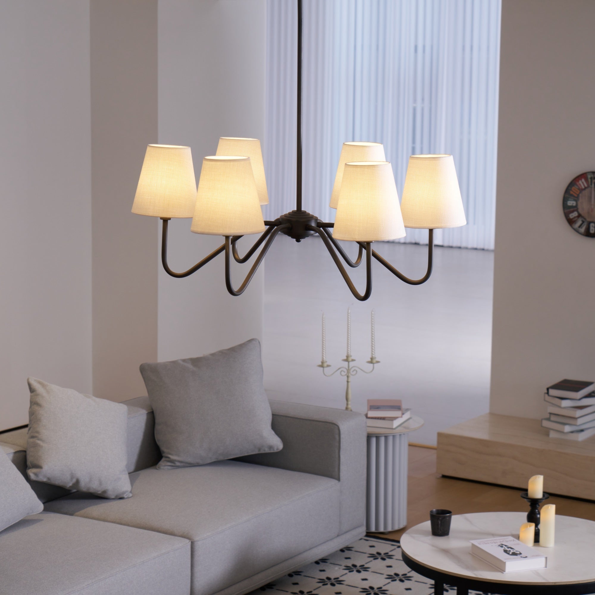 Aurvarira Lumos Classic Black Fabric Chandelier - Letslighting