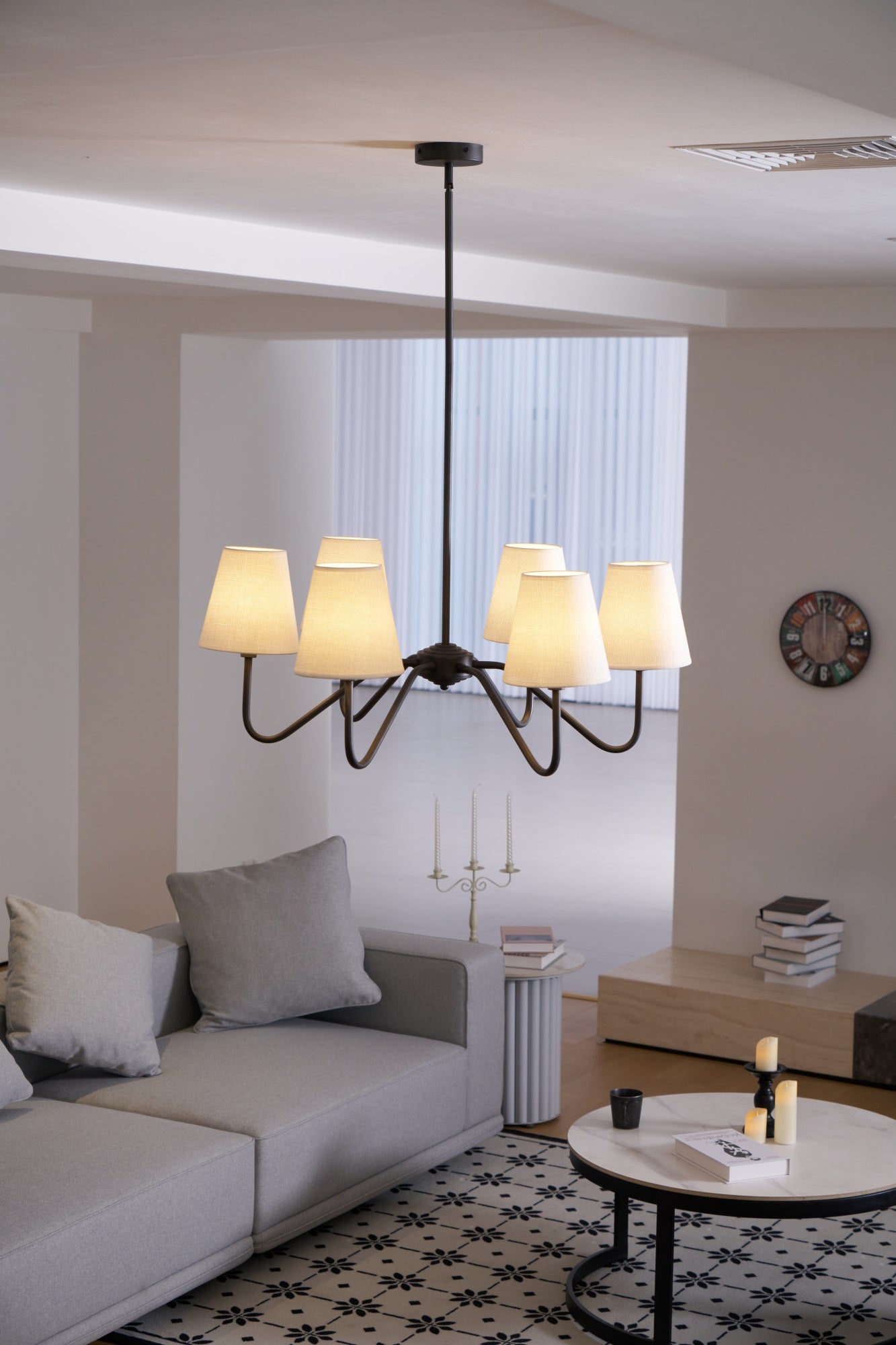 Aurvarira Lumos Classic Black Fabric Chandelier - Letslighting