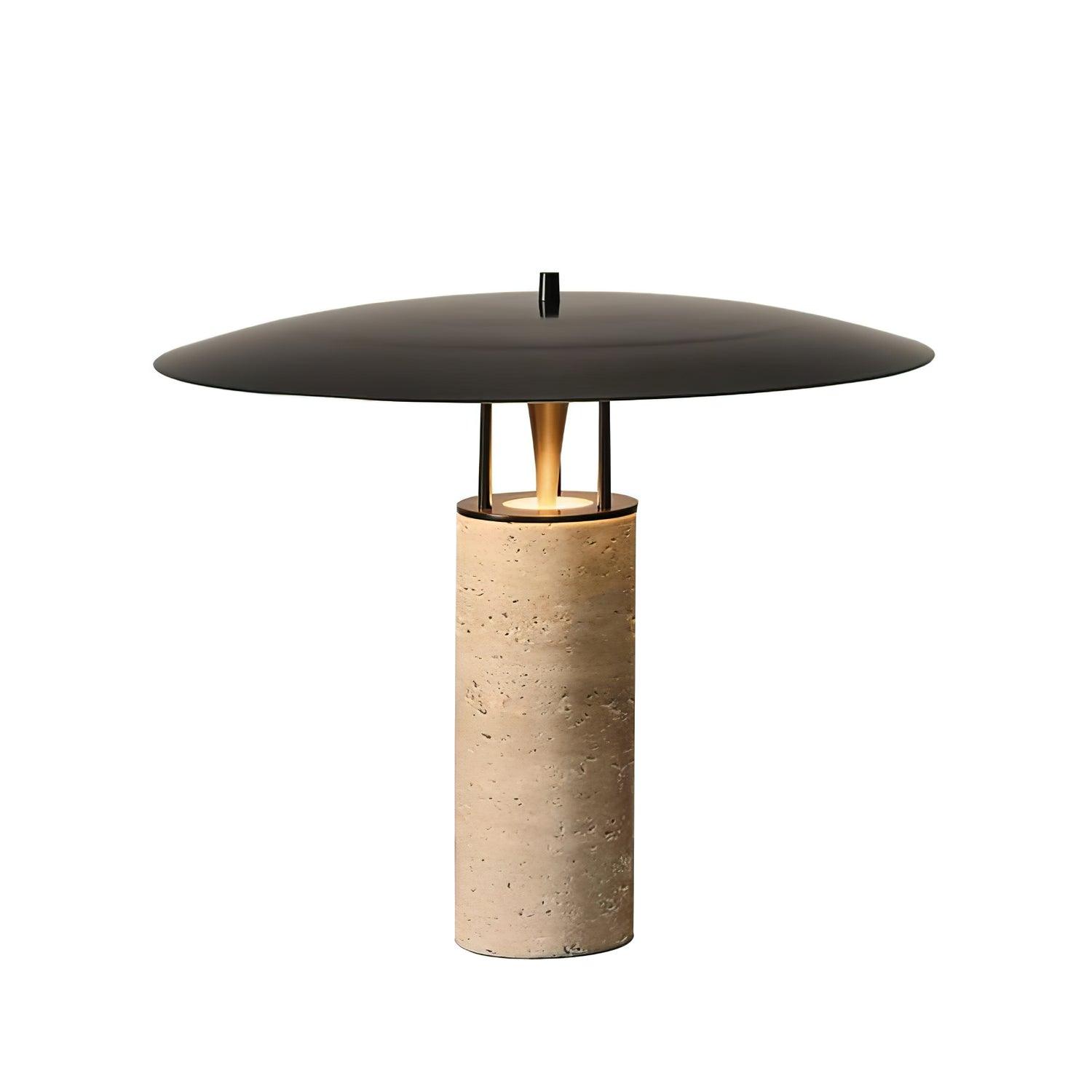 Eltheiel Disc-Pillar Travertine Table Lamp - Letslighting