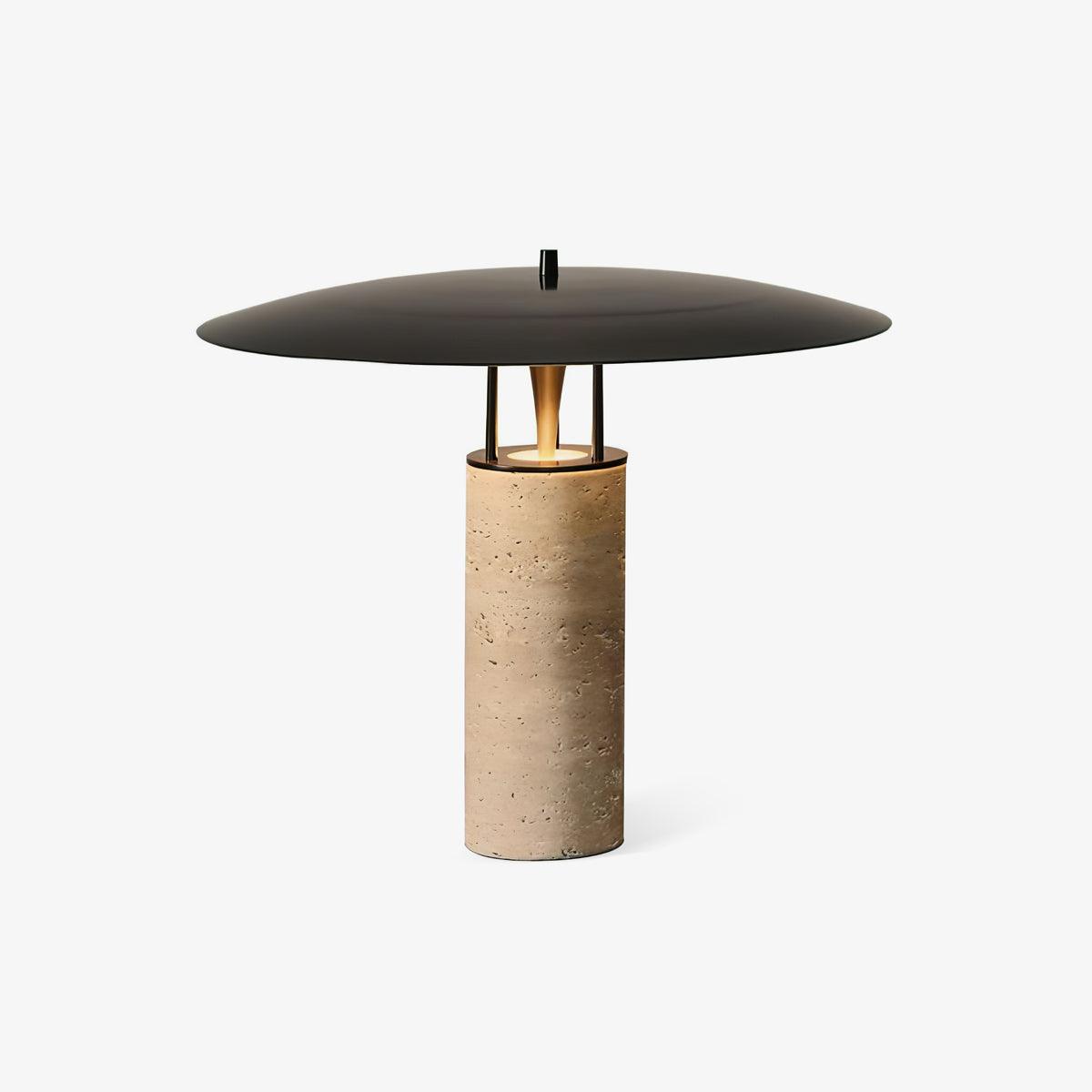 Eltheiel Disc-Pillar Travertine Table Lamp - Letslighting