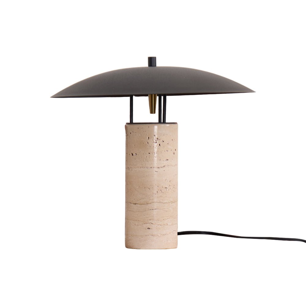 Eltheiel Disc-Pillar Travertine Table Lamp - Letslighting