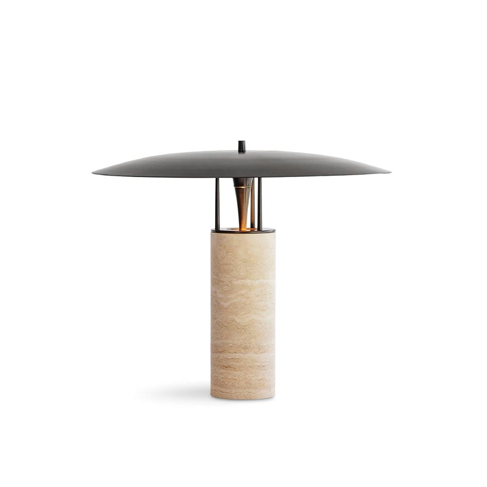 Eltheiel Disc-Pillar Travertine Table Lamp - Letslighting