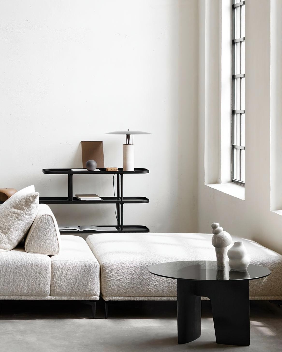 Eltheiel Disc-Pillar Travertine Table Lamp - Letslighting