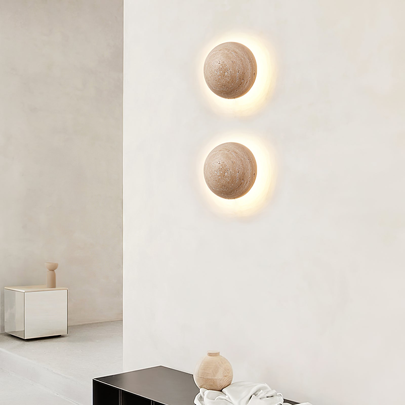 Nyvarion Minimalist Travertine Wall Light - Letslighting