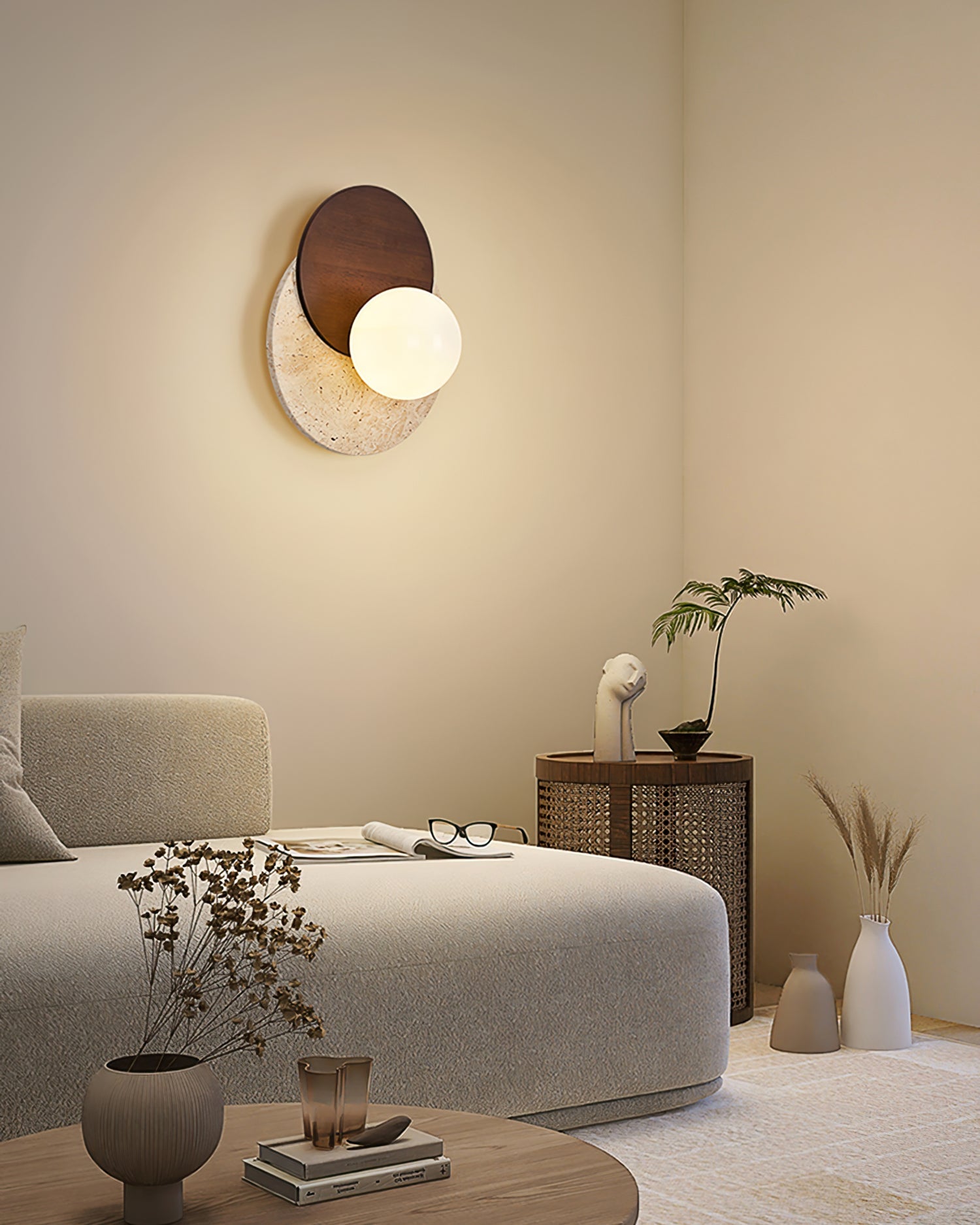Eclipse Wall Lamp Overlapping Travertine - Letslighting