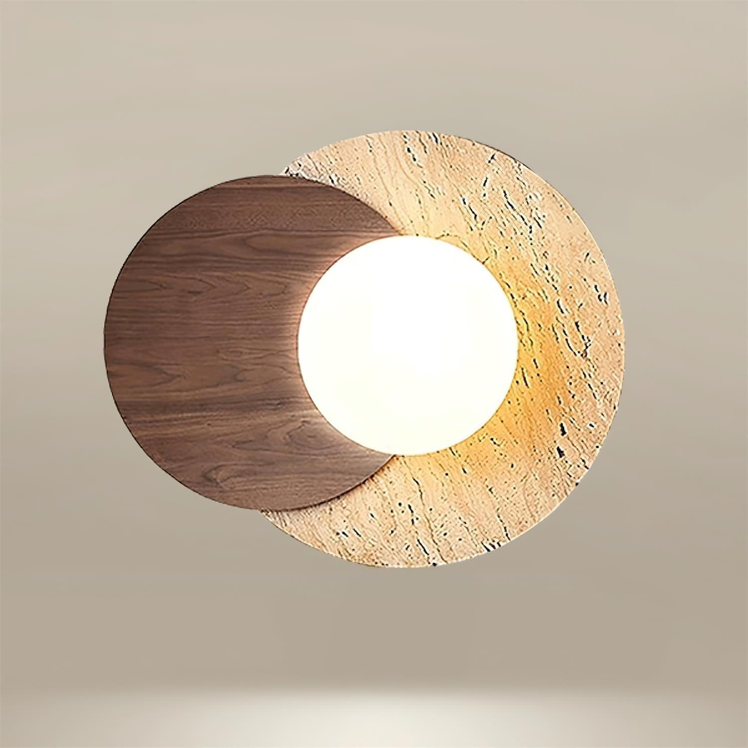 Zelirir Dual-Disc Travertine Wall Light - Letslighting
