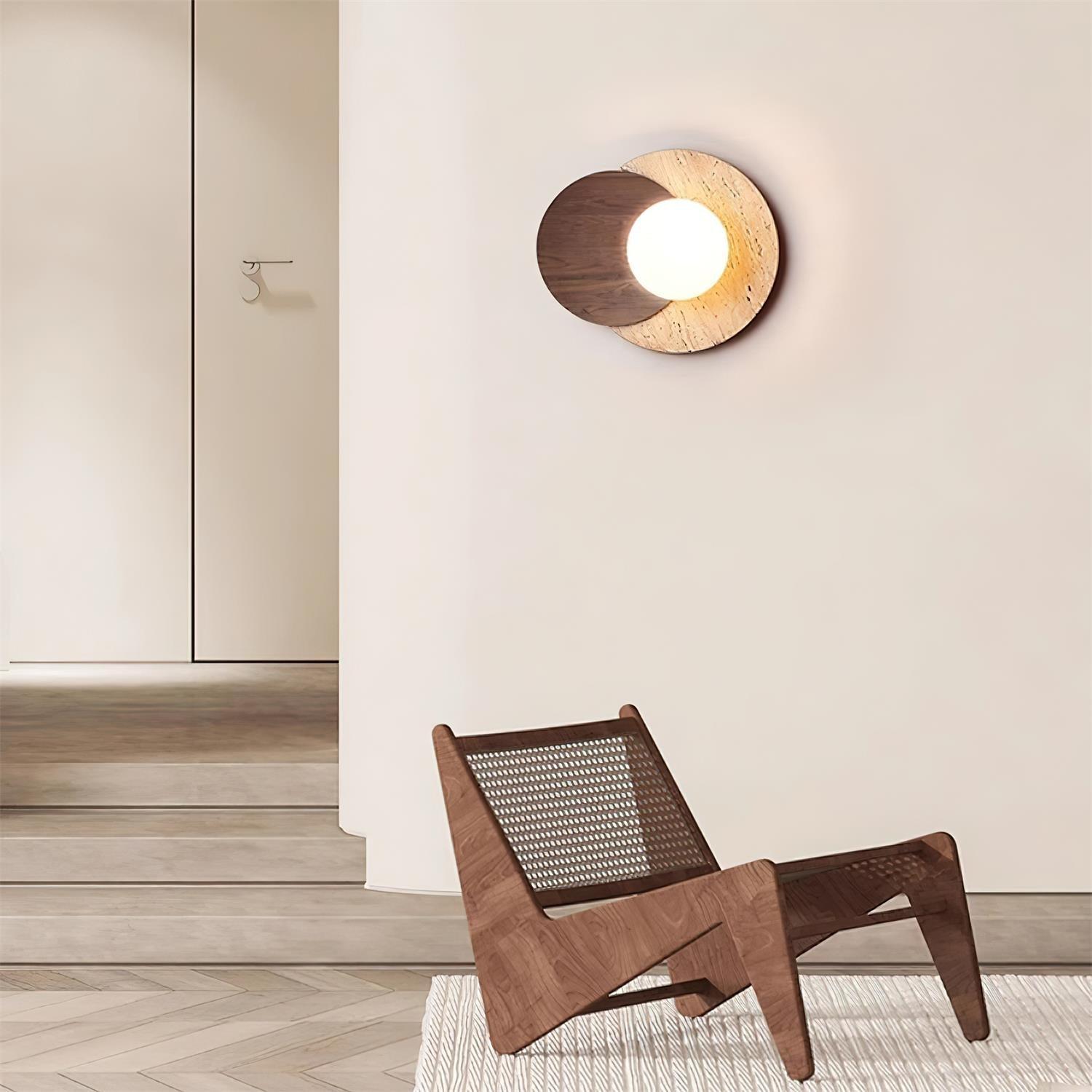 Zelirir Dual-Disc Travertine Wall Light - Letslighting