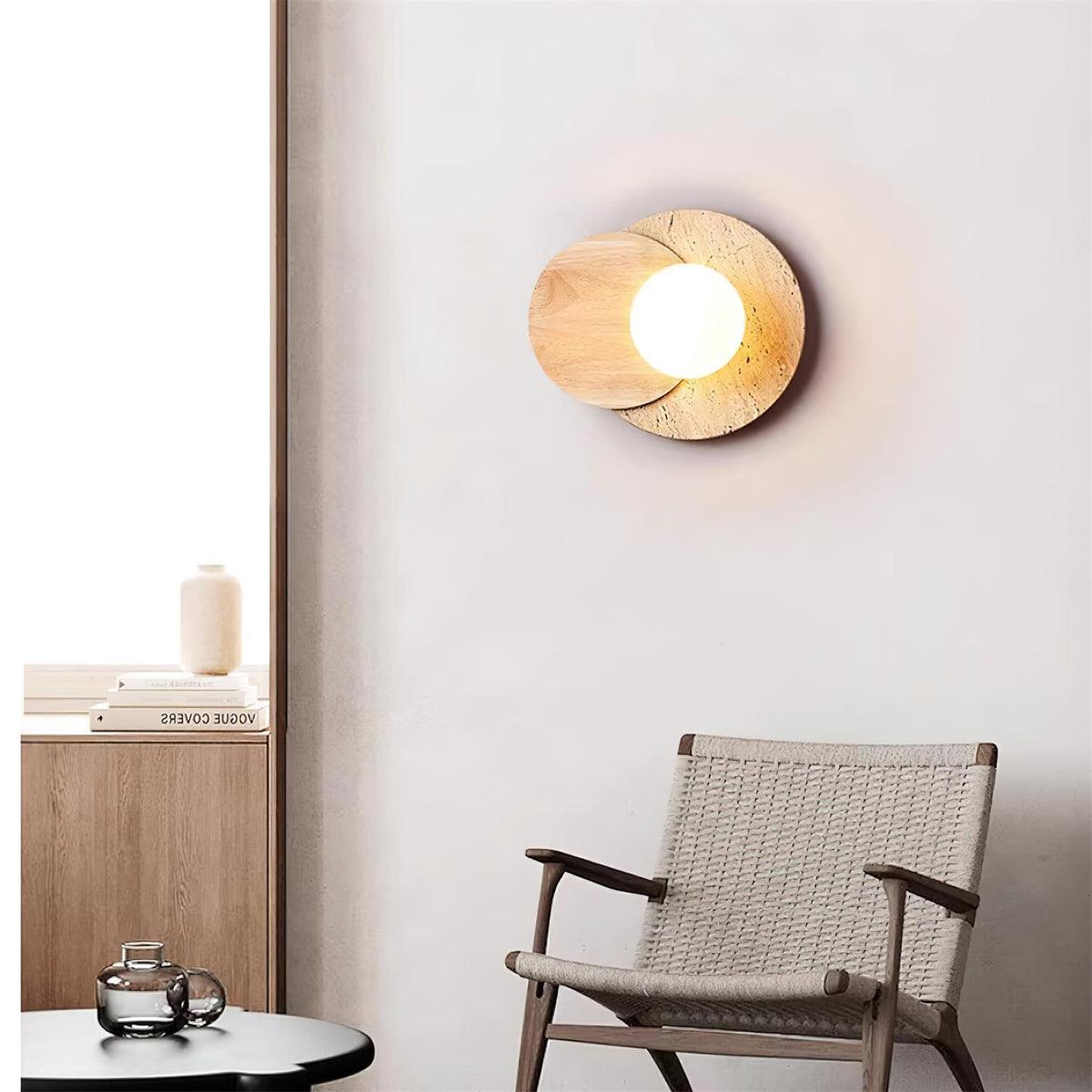 Zelirir Dual-Disc Travertine Wall Light - Letslighting
