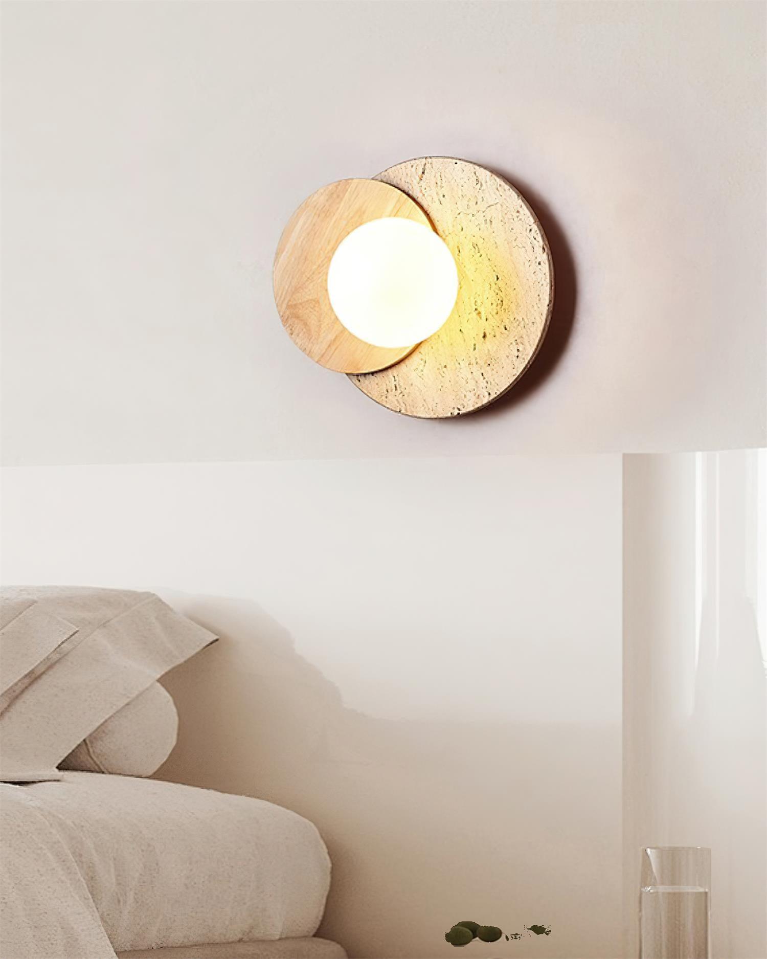 Zelirir Dual-Disc Travertine Wall Light - Letslighting