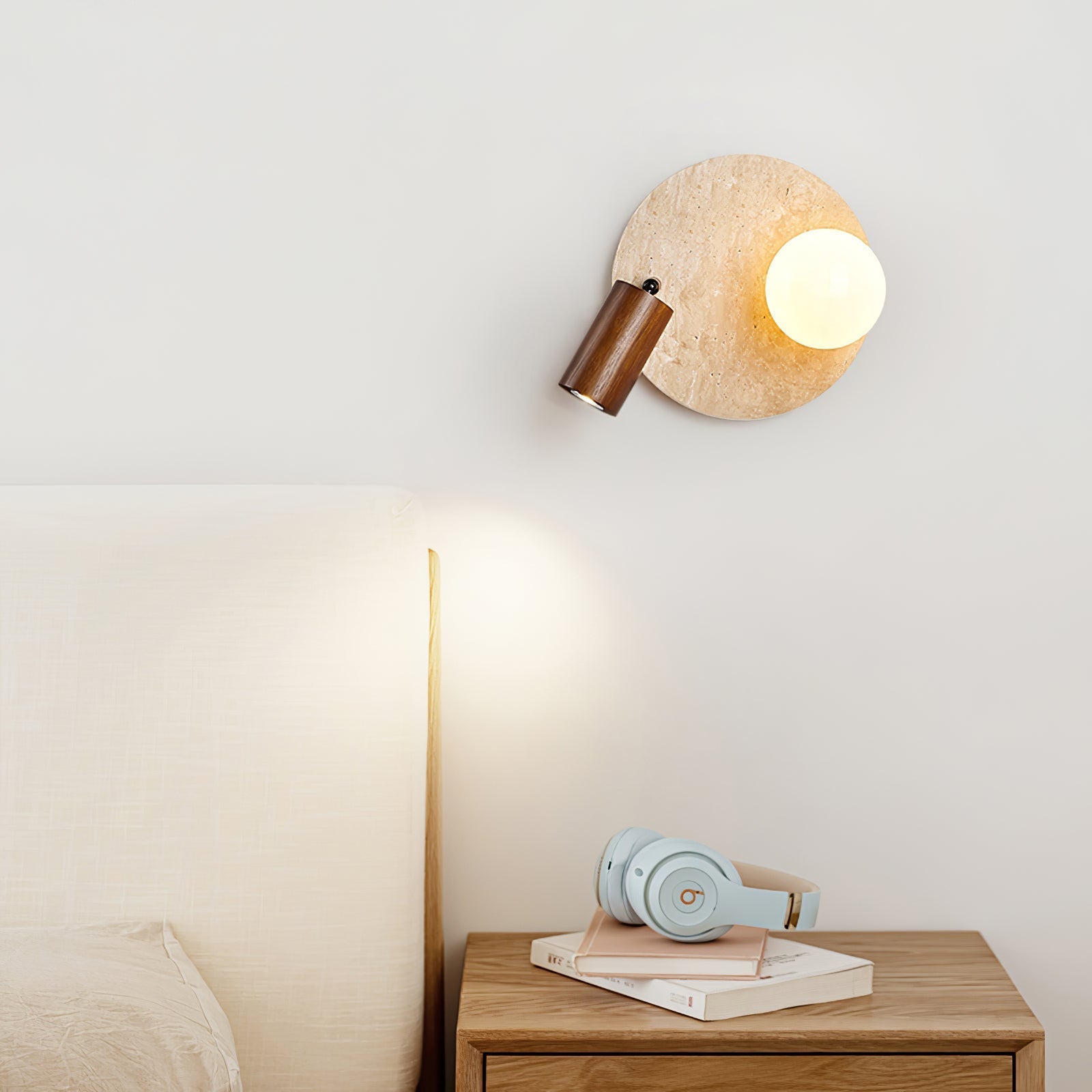 Armara Travertine Disc Wall Light