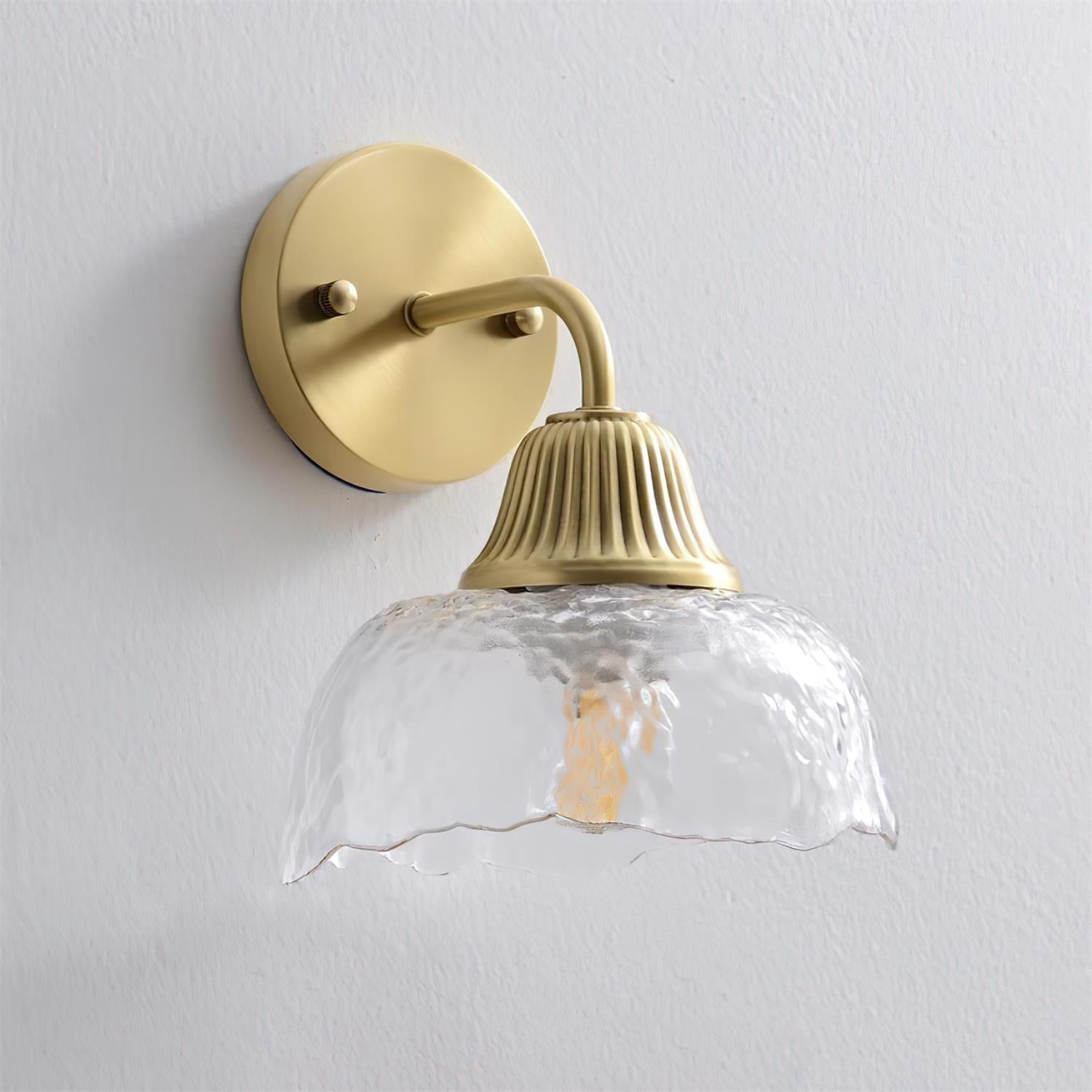 Lunara Wall Lamp with Hammered Glass Shade - Letslighting