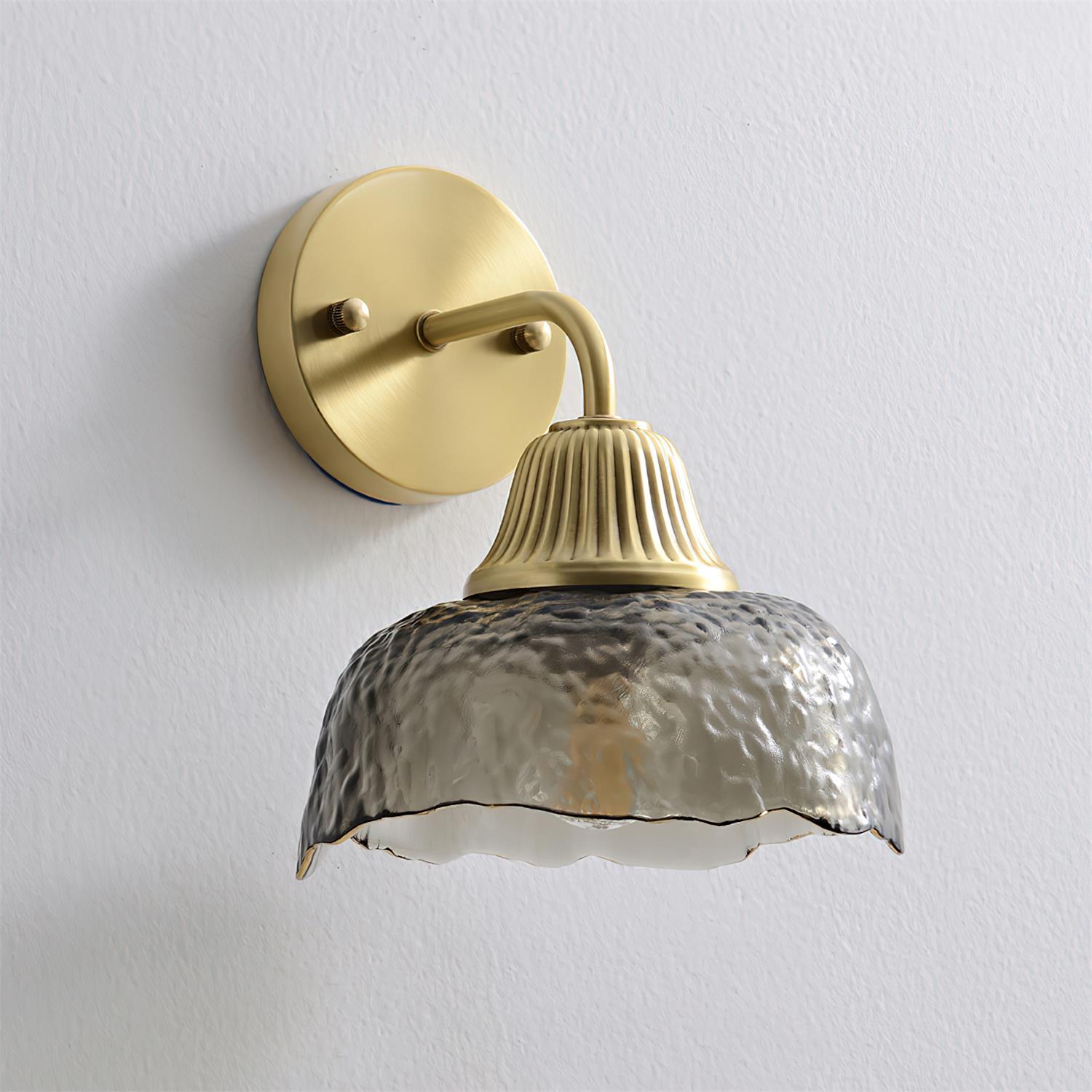 Lunara Wall Lamp with Hammered Glass Shade - Letslighting