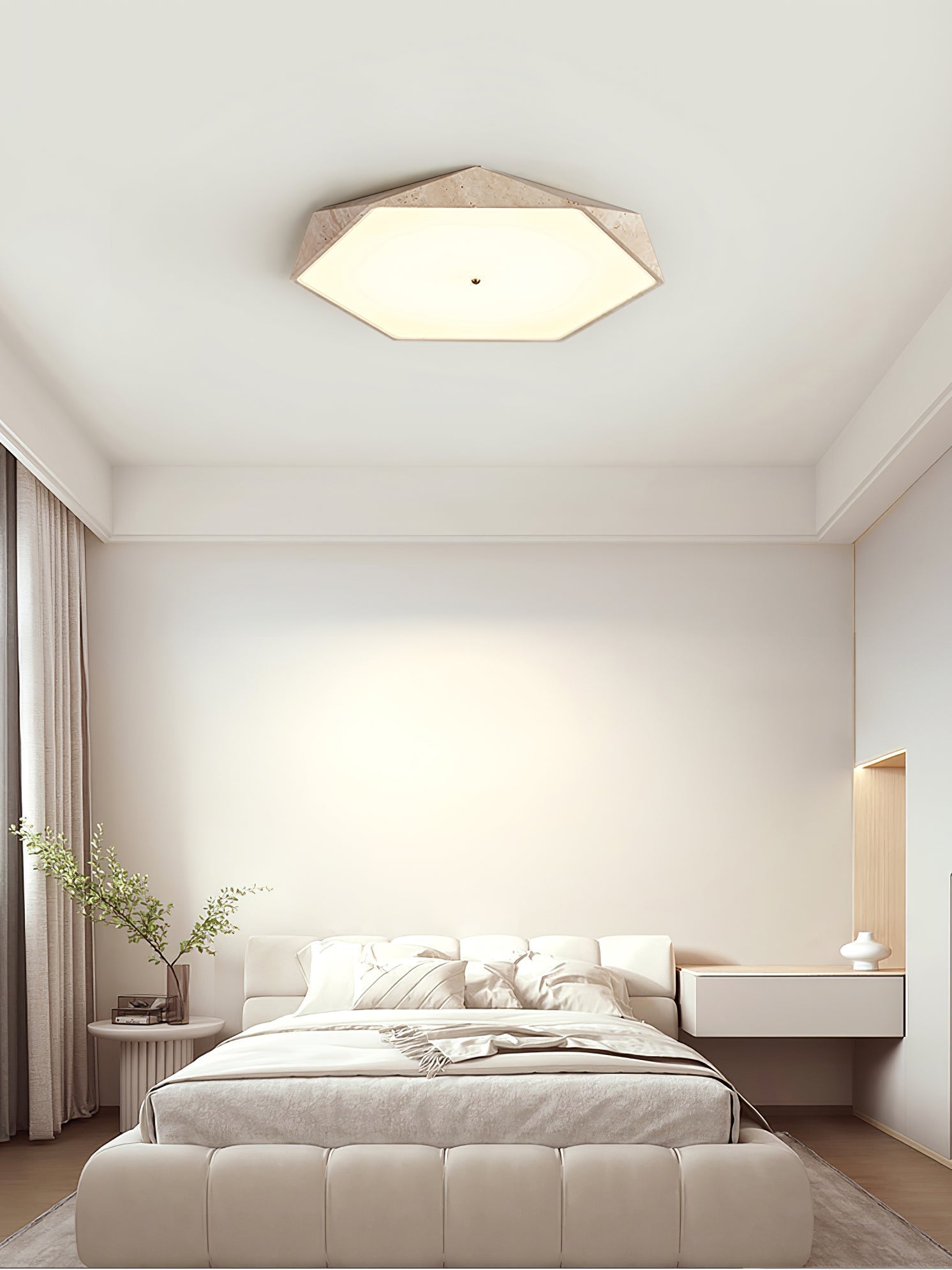 Hexagonal Travertine Ceiling Light