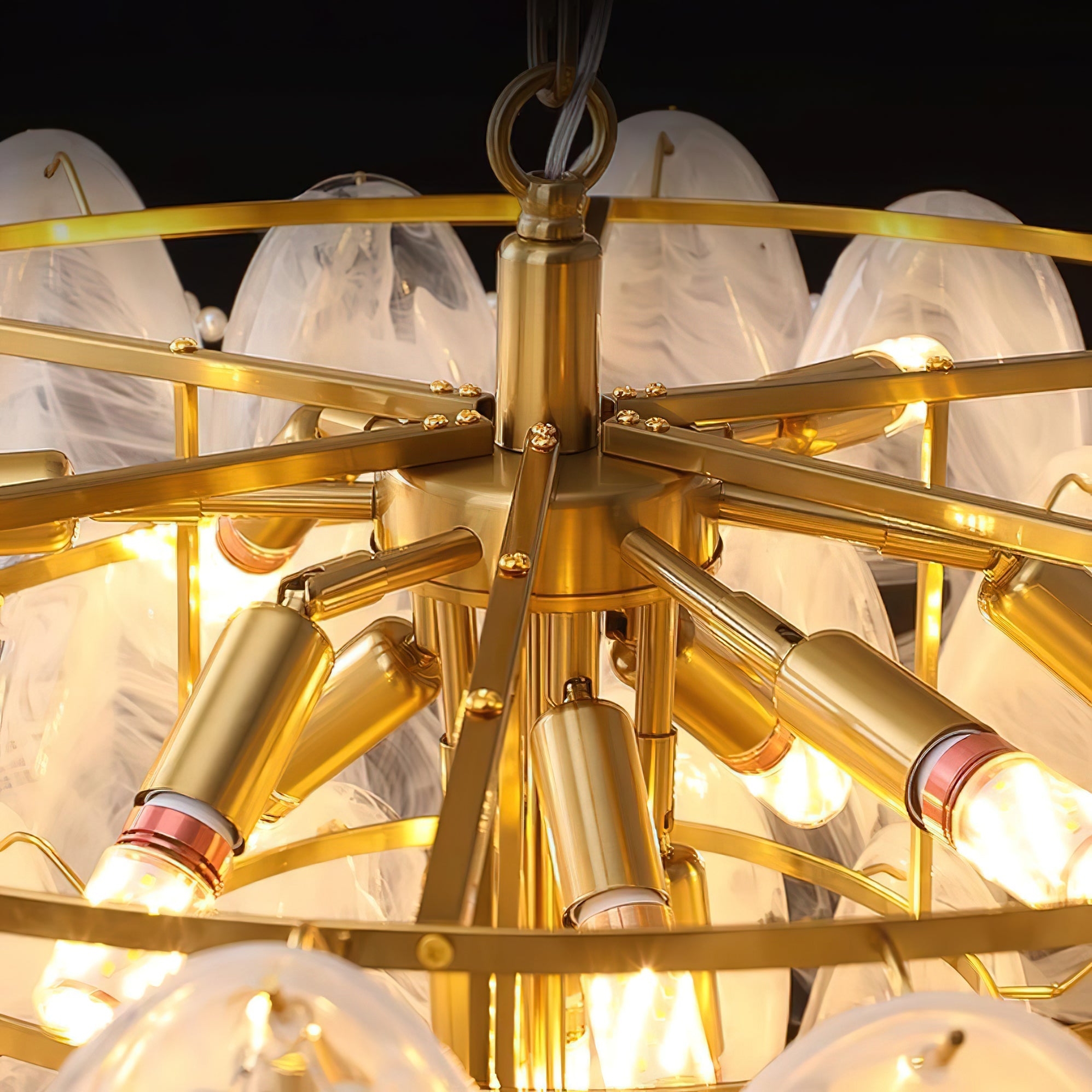Lunaria Glass Petal Chandelier with Pearl - Letslighting