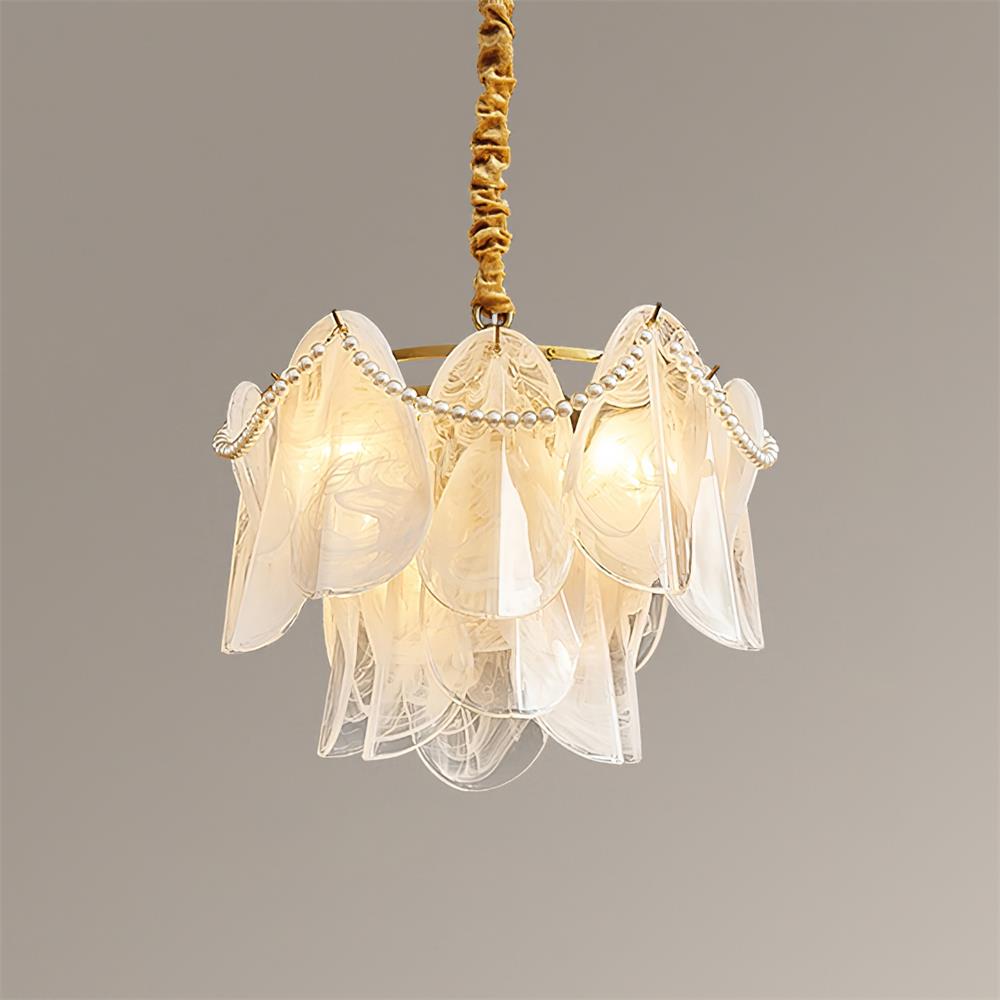 Lunaria Glass Petal Chandelier with Pearl - Letslighting