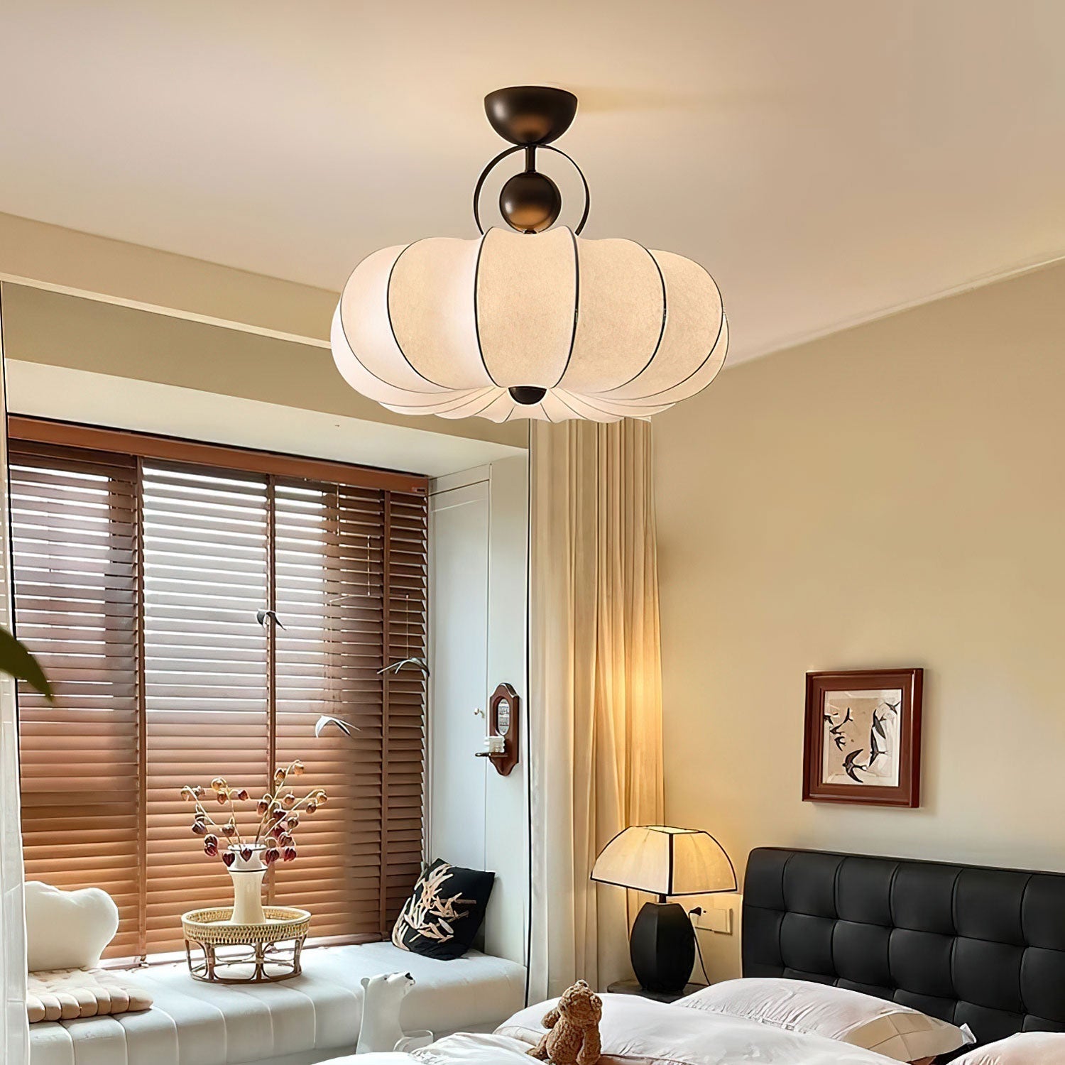 Yunshui Petal Fabric Bronze Pendant Light - Letslighting