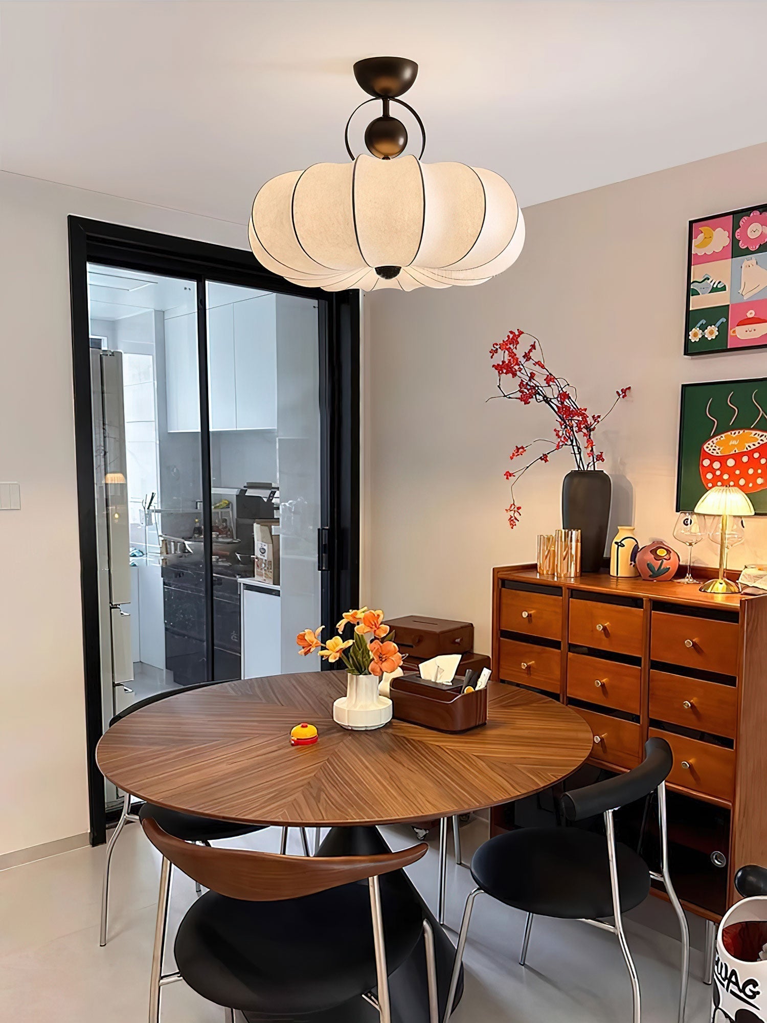 Yunshui Petal Fabric Bronze Pendant Light - Letslighting