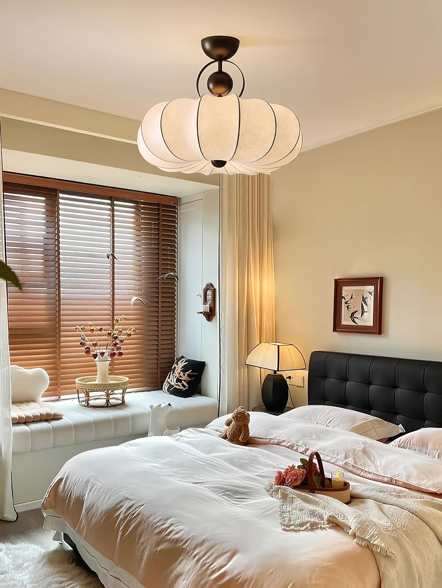 Yunshui Petal Fabric Bronze Pendant Light - Letslighting