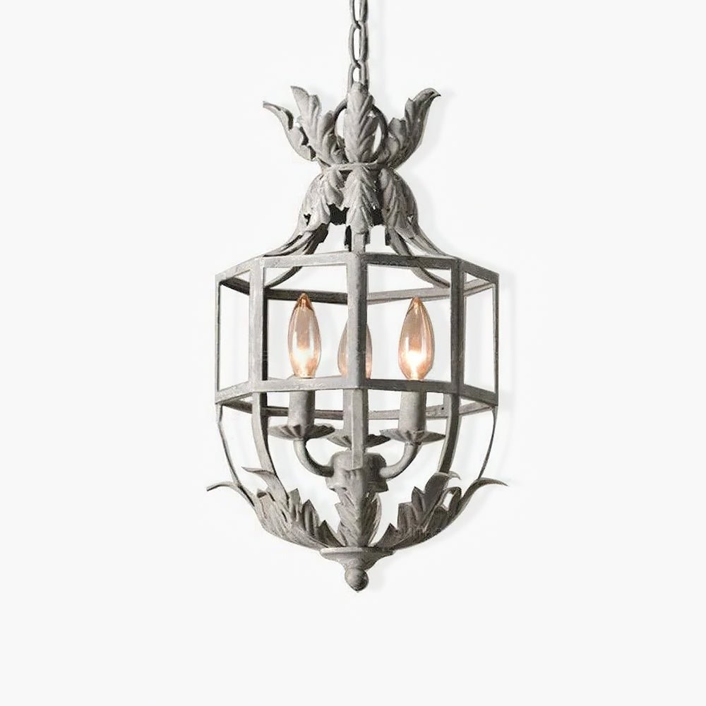 Lustra Chandelier Retro Cage Grey Candle - Letslighting