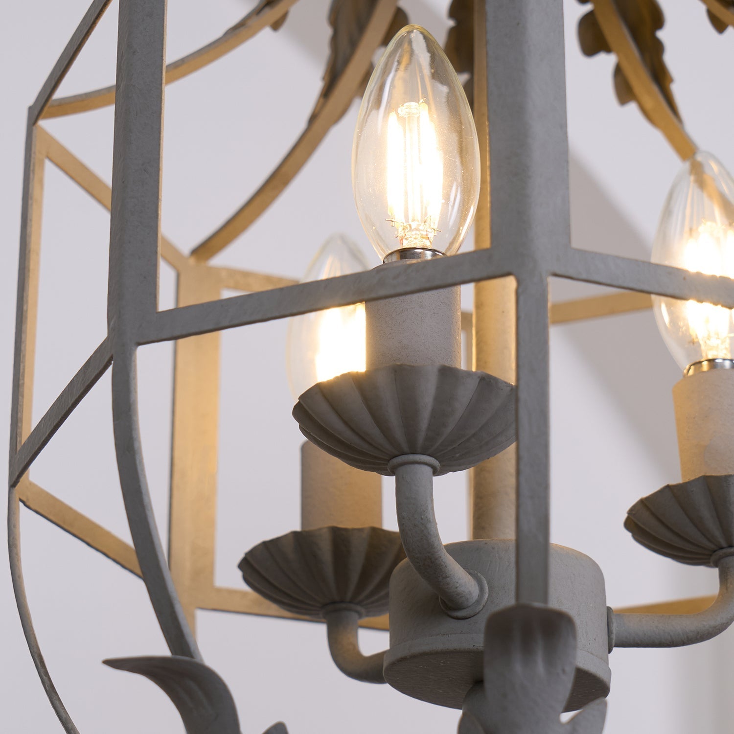 Lustra Chandelier Retro Cage Grey Candle - Letslighting