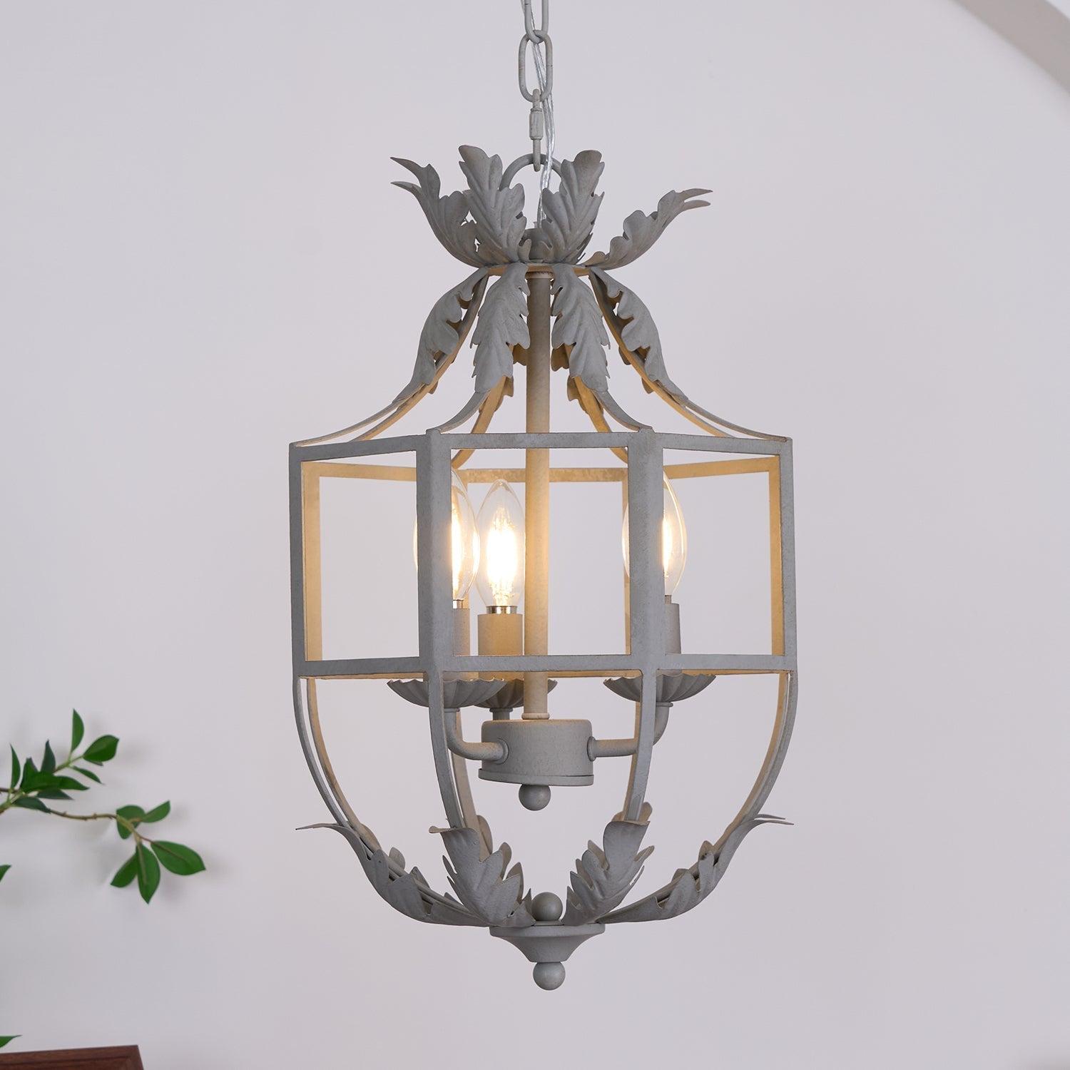 Lustra Chandelier Retro Cage Grey Candle - Letslighting
