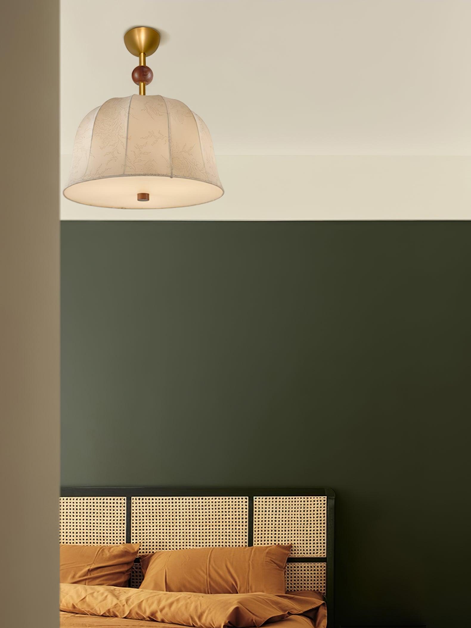 Ceiling Light in Fabric, and Wood for Warm Interiors Elegant - Letslighting